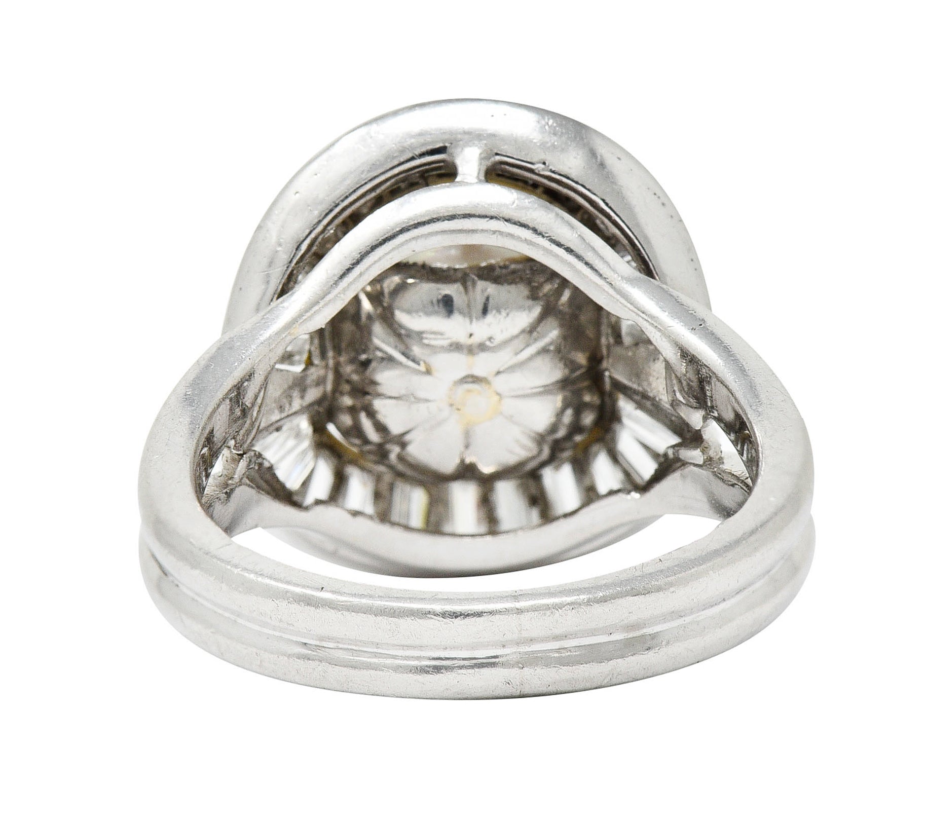 1950's Mid-Century South Sea Pearl 1.75 CTW Diamond Platinum Cocktail RingRing - Wilson's Estate Jewelry