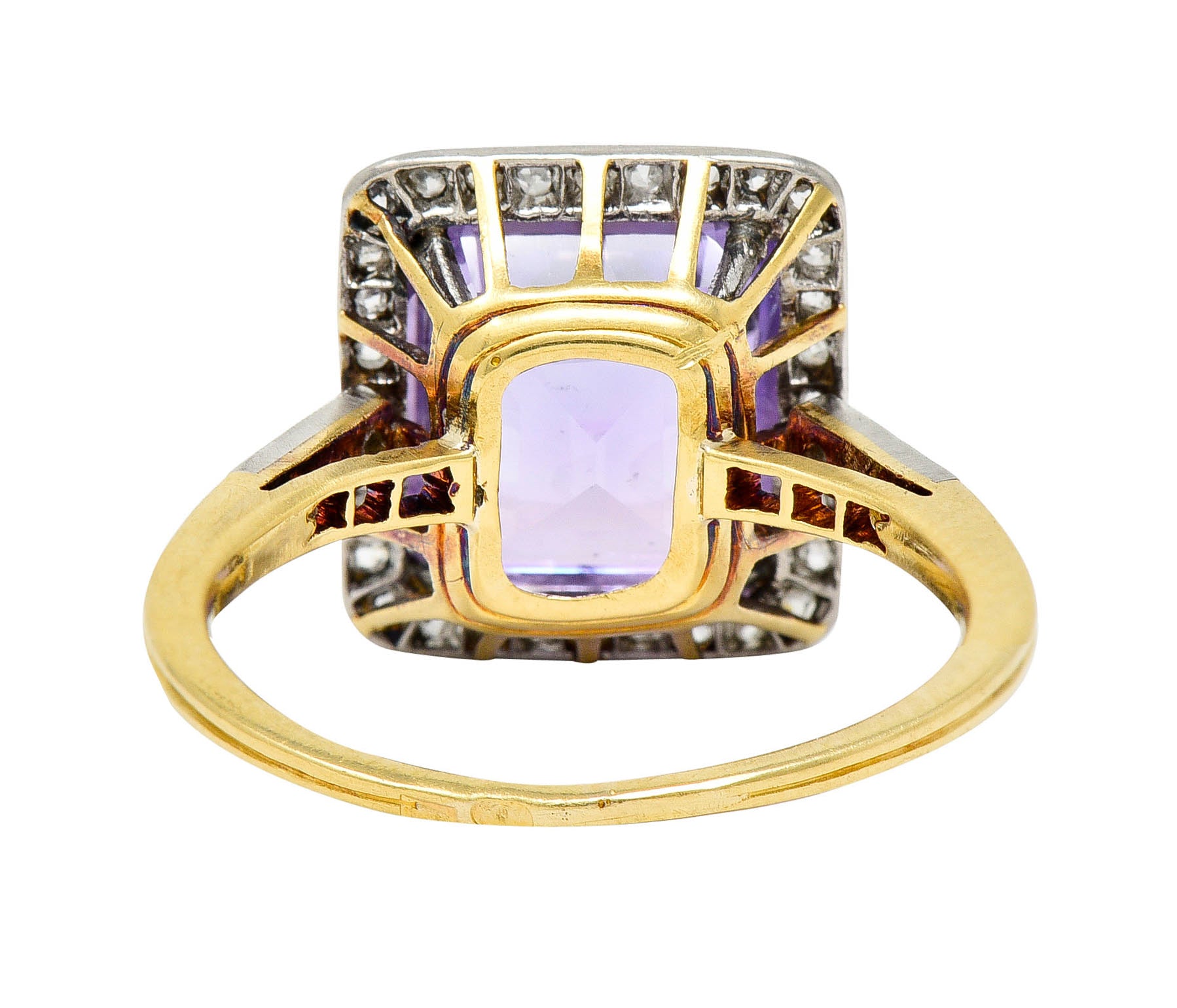 French Edwardian 5.24 CTW No Heat Lavender Sapphire Diamond Platinum 18 Karat Gold RingRing - Wilson's Estate Jewelry