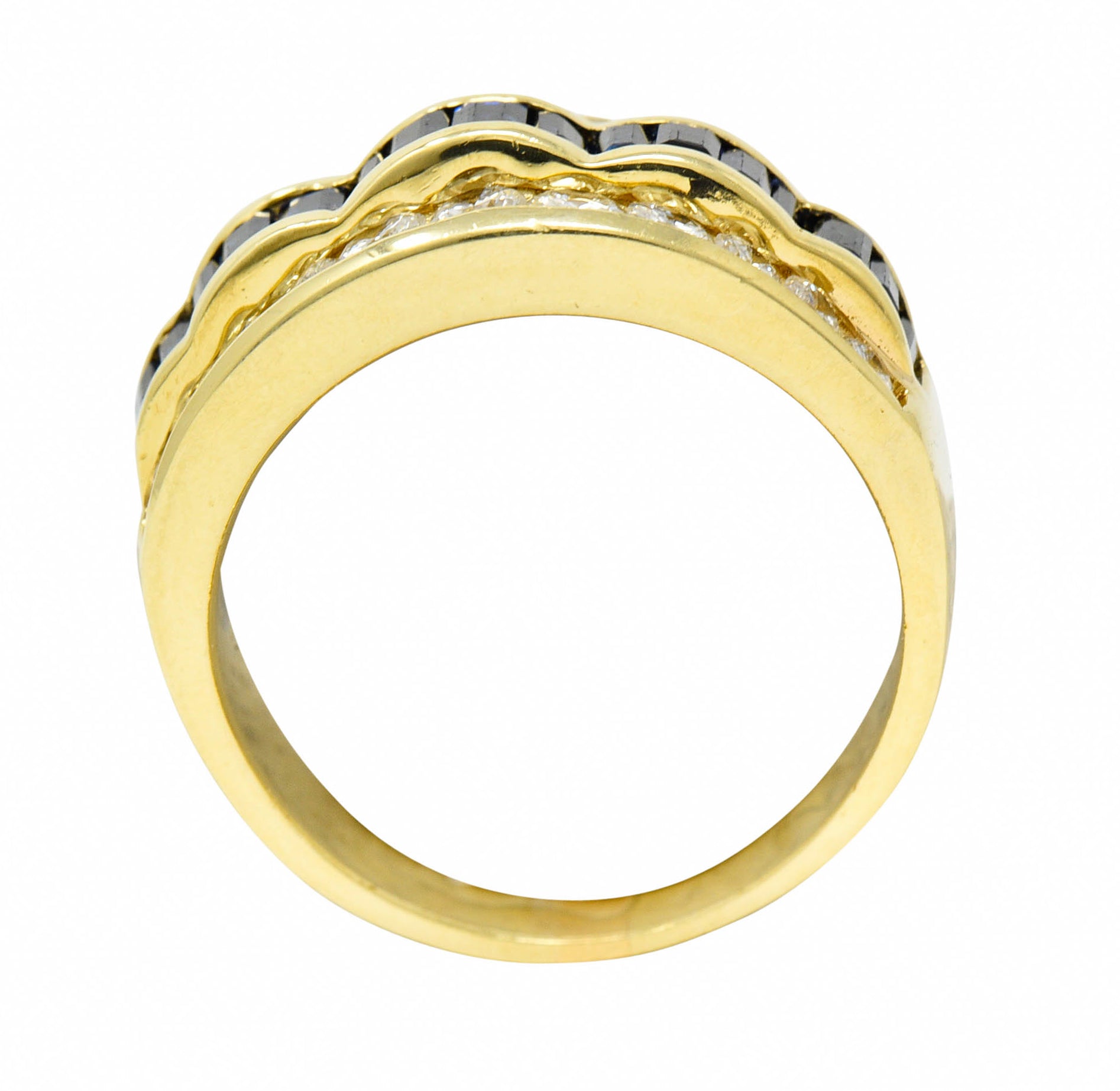 1960's Vintage 1.95 CTW Sapphire Diamond 18 Karat Gold Band RingRing - Wilson's Estate Jewelry