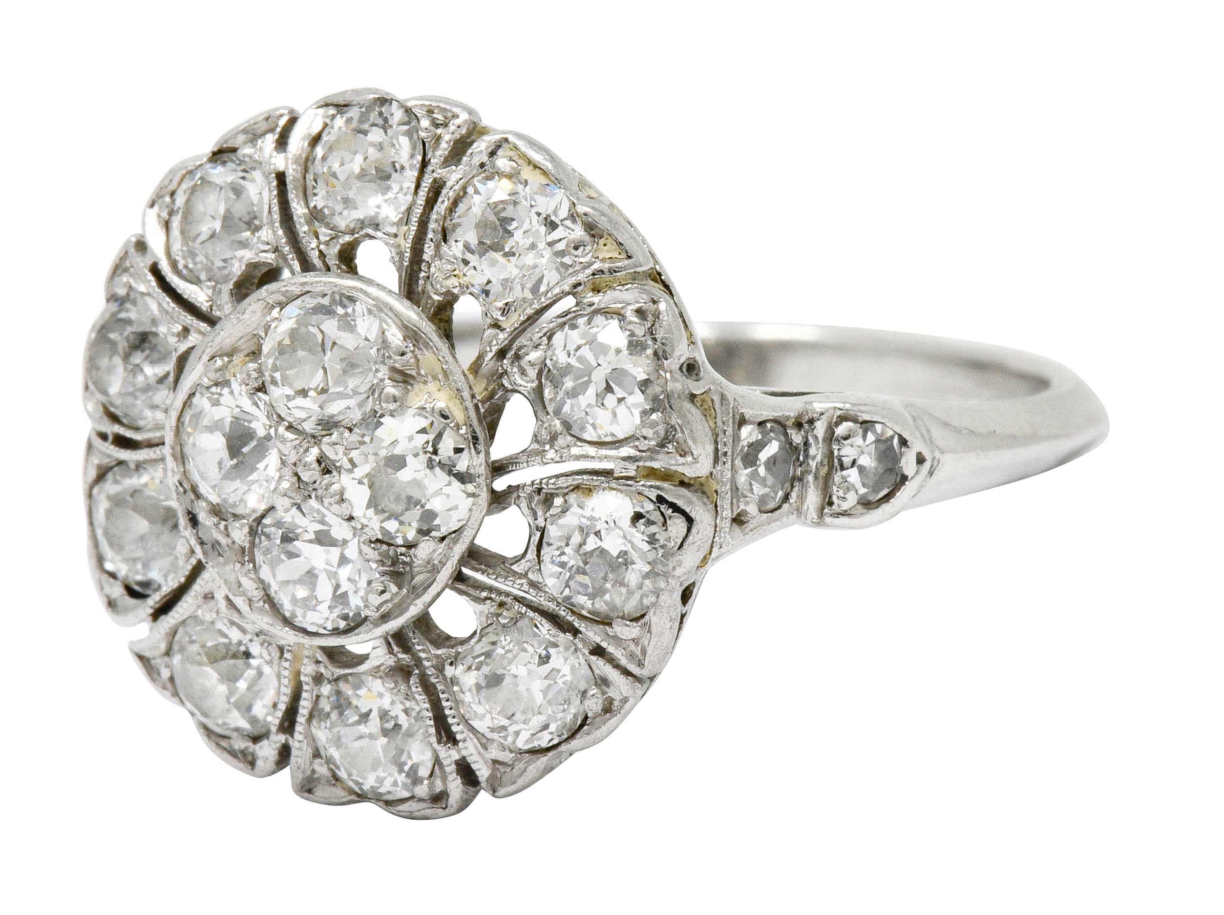 Art Deco Diamond Platinum Radiating Cluster Ring - Wilson's Estate Jewelry