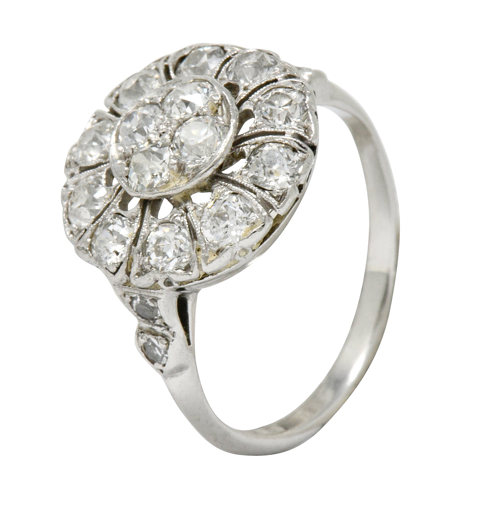 Art Deco Diamond Platinum Radiating Cluster Ring - Wilson's Estate Jewelry