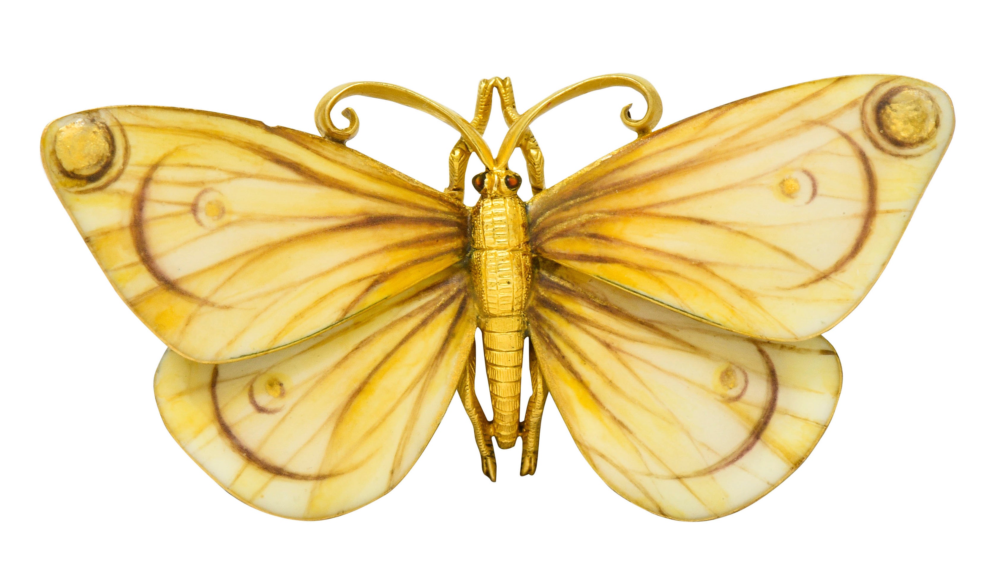Antique Tiffany & Co. Paulding Farnham Victorian Enamel 18 Karat Gold Butterfly Brooch - Wilson's Estate Jewelry
