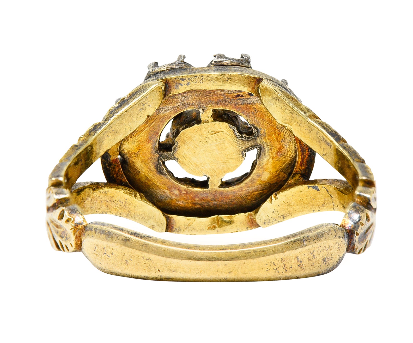 Georgian Table Cut Diamond Silver-Topped 14 Karat Gold Cluster Ring Wilson's Antique & Estate Jewelry