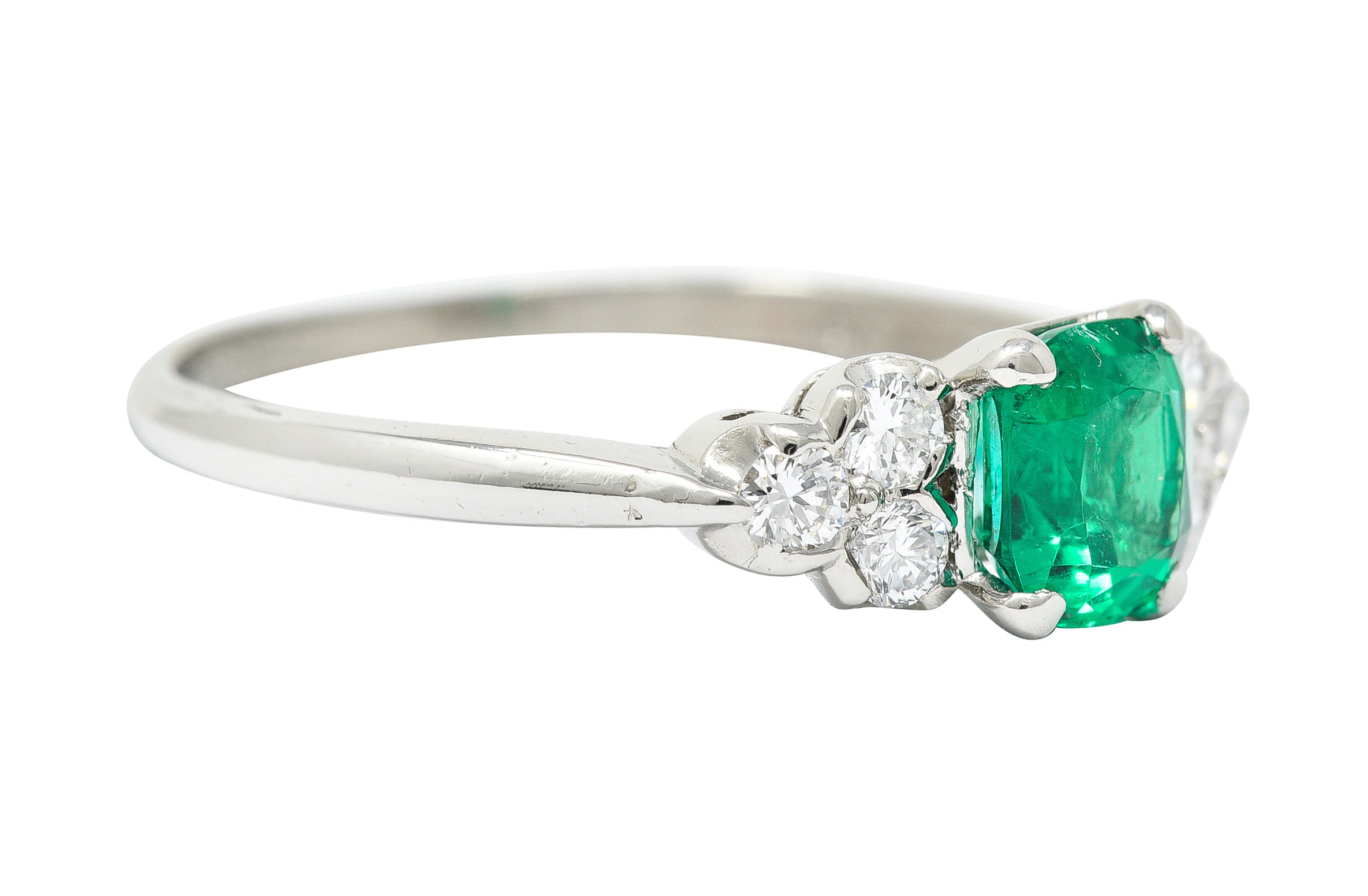 1950's Shreve Crump & Low 0.83 CTW Emerald Diamond Platinum RingRing - Wilson's Estate Jewelry