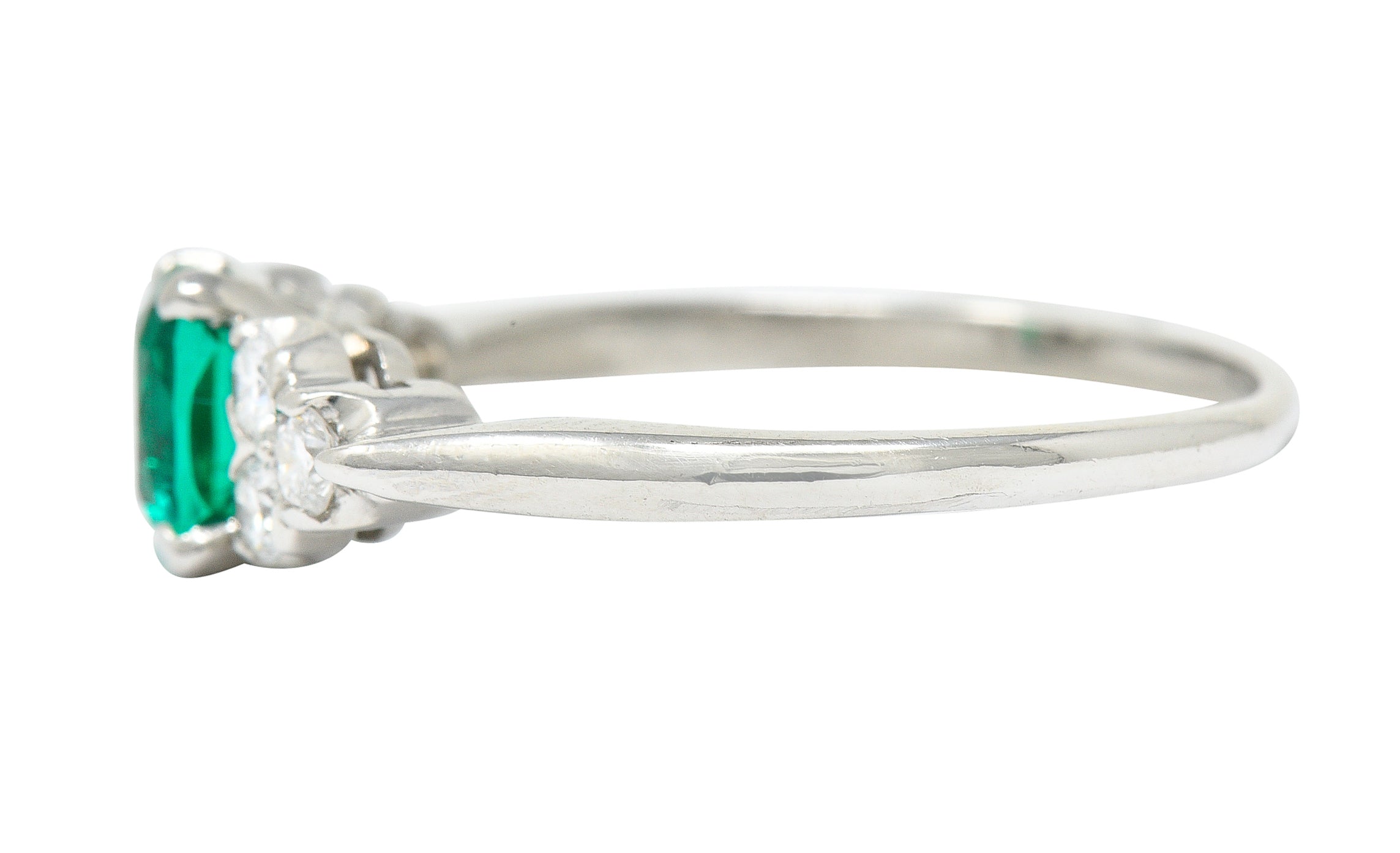 1950's Shreve Crump & Low 0.83 CTW Emerald Diamond Platinum RingRing - Wilson's Estate Jewelry