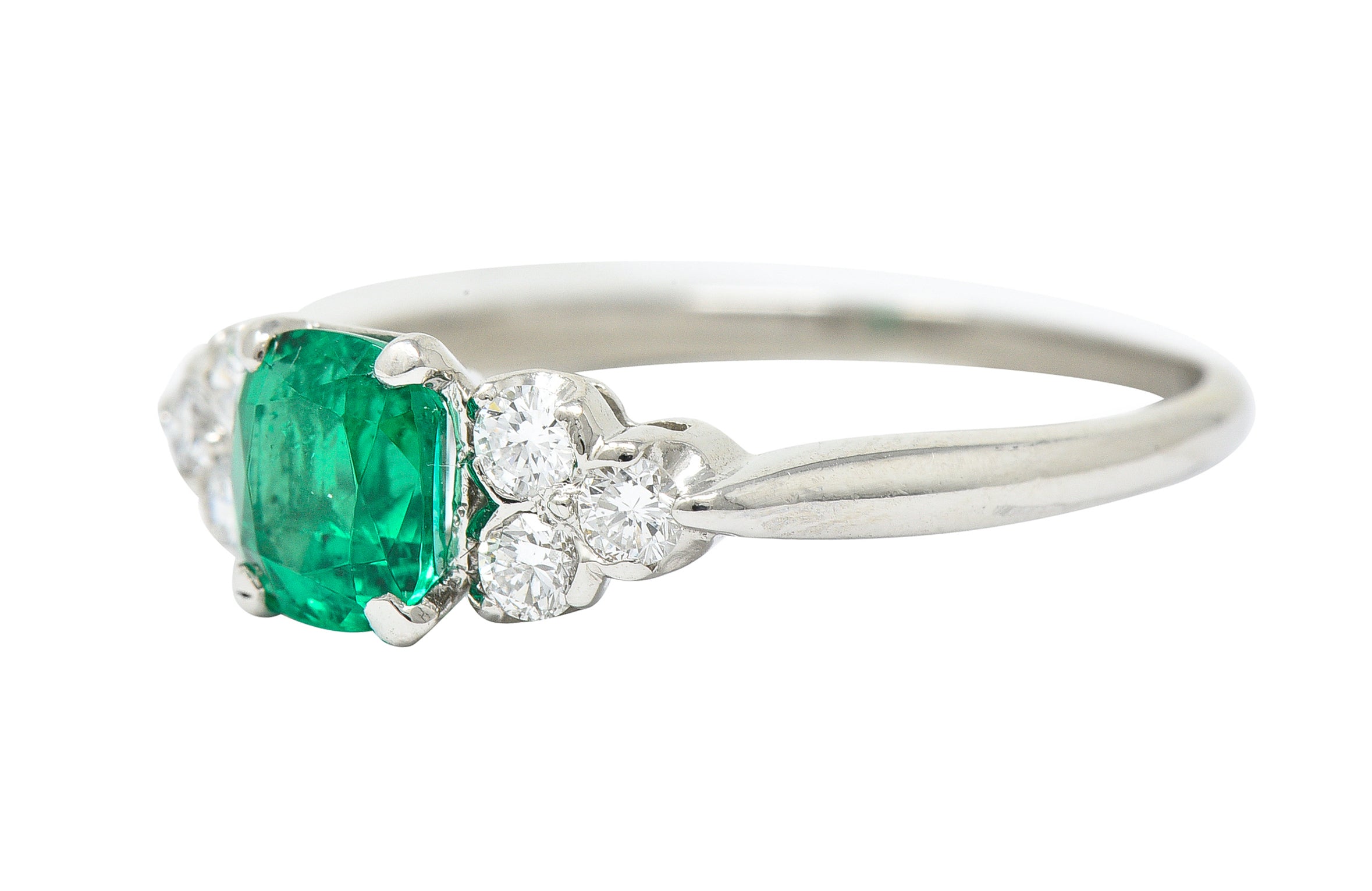 1950's Shreve Crump & Low 0.83 CTW Emerald Diamond Platinum RingRing - Wilson's Estate Jewelry