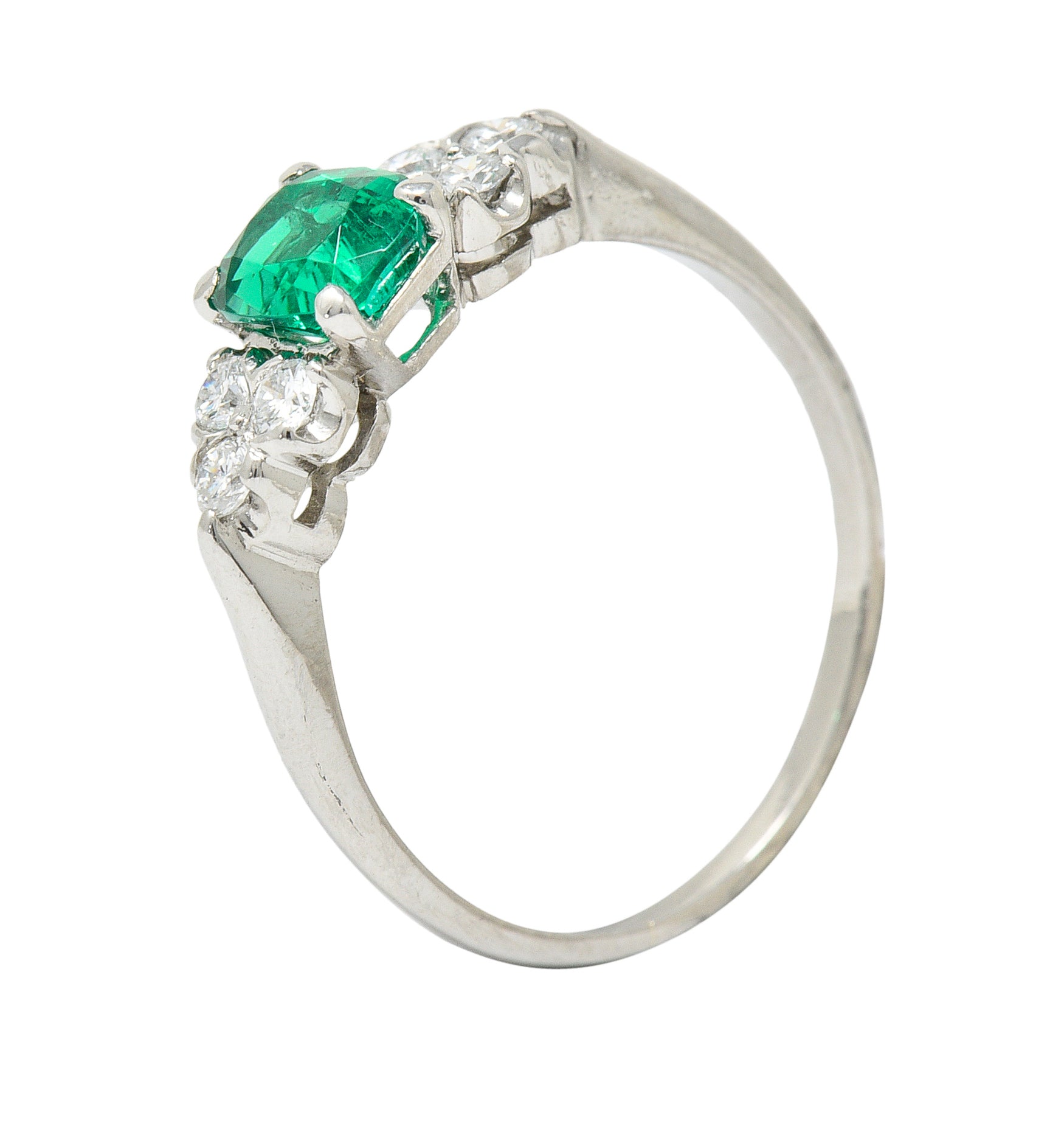 1950's Shreve Crump & Low 0.83 CTW Emerald Diamond Platinum RingRing - Wilson's Estate Jewelry