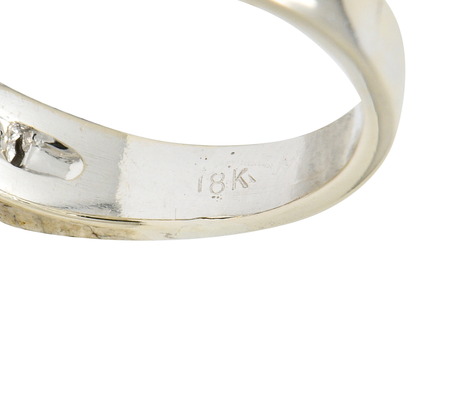 Contemporary 2.31 CTW Sapphire Diamond 18 Karat White Gold Halo Ring - Wilson's Estate Jewelry