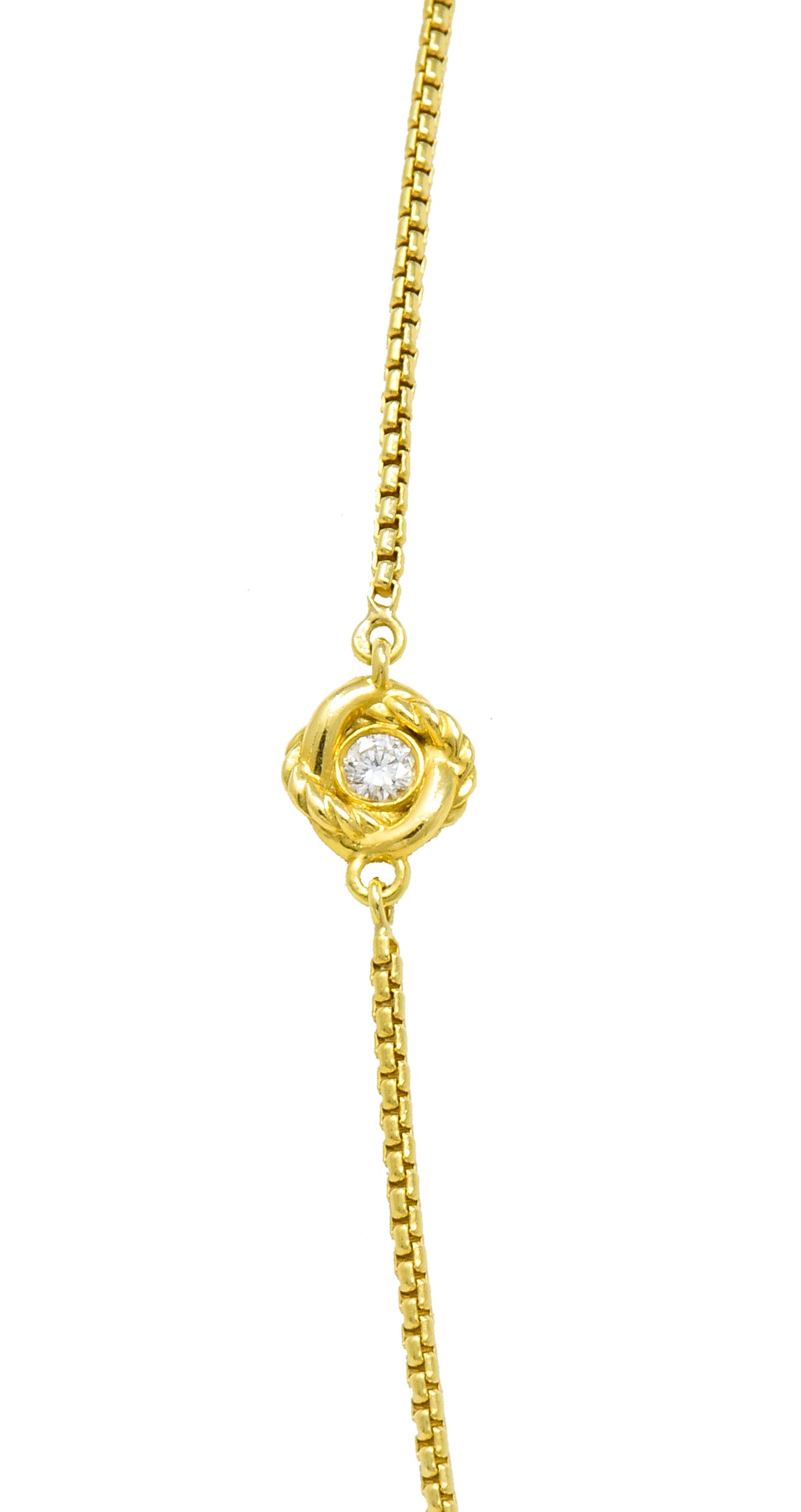 Long David Yurman Diamond 18 Karat Gold Crossover Circle Station Necklace - Wilson's Estate Jewelry