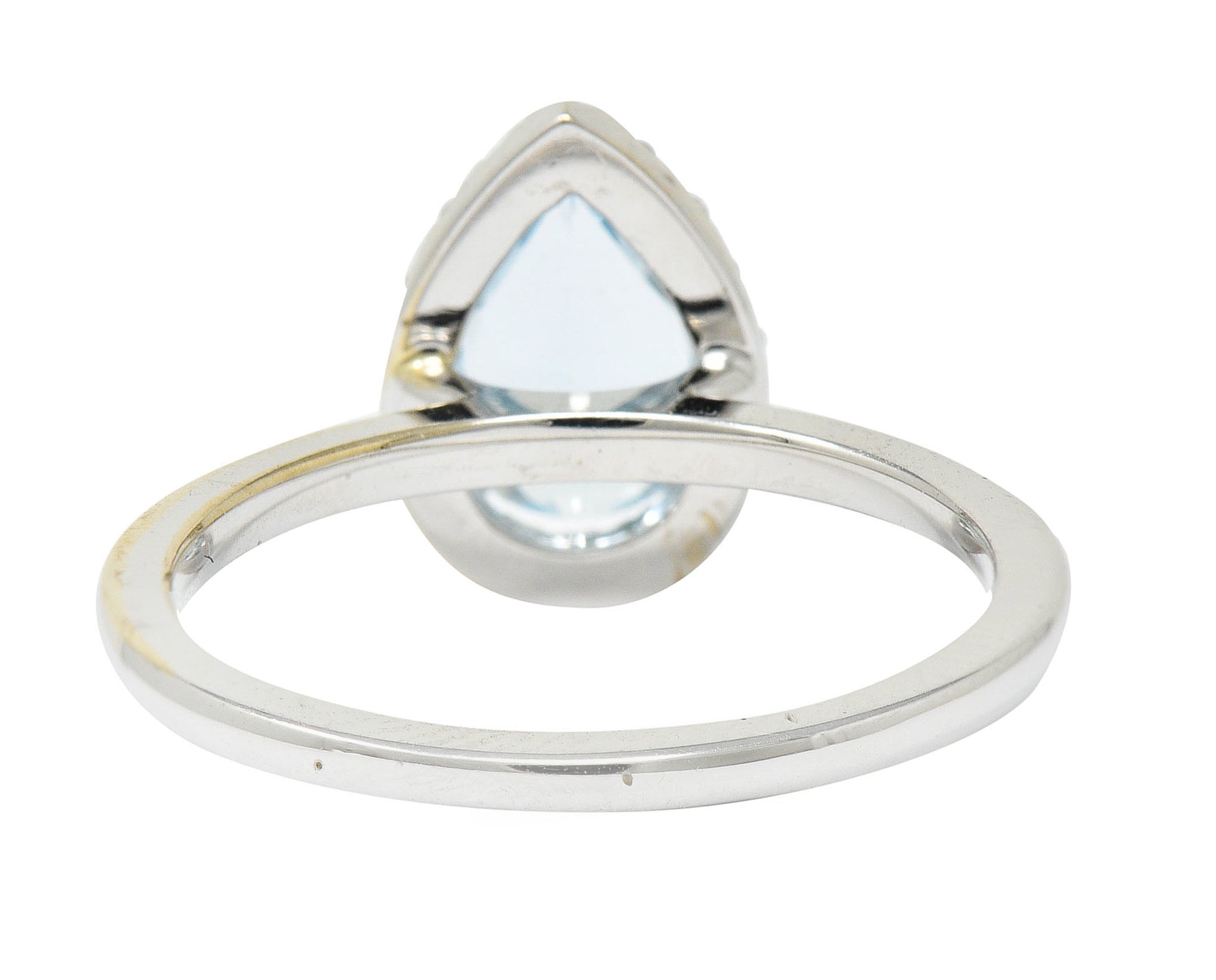 Modern Pear Cut Aquamarine Diamond Halo 18 Karat White Gold RingRing - Wilson's Estate Jewelry