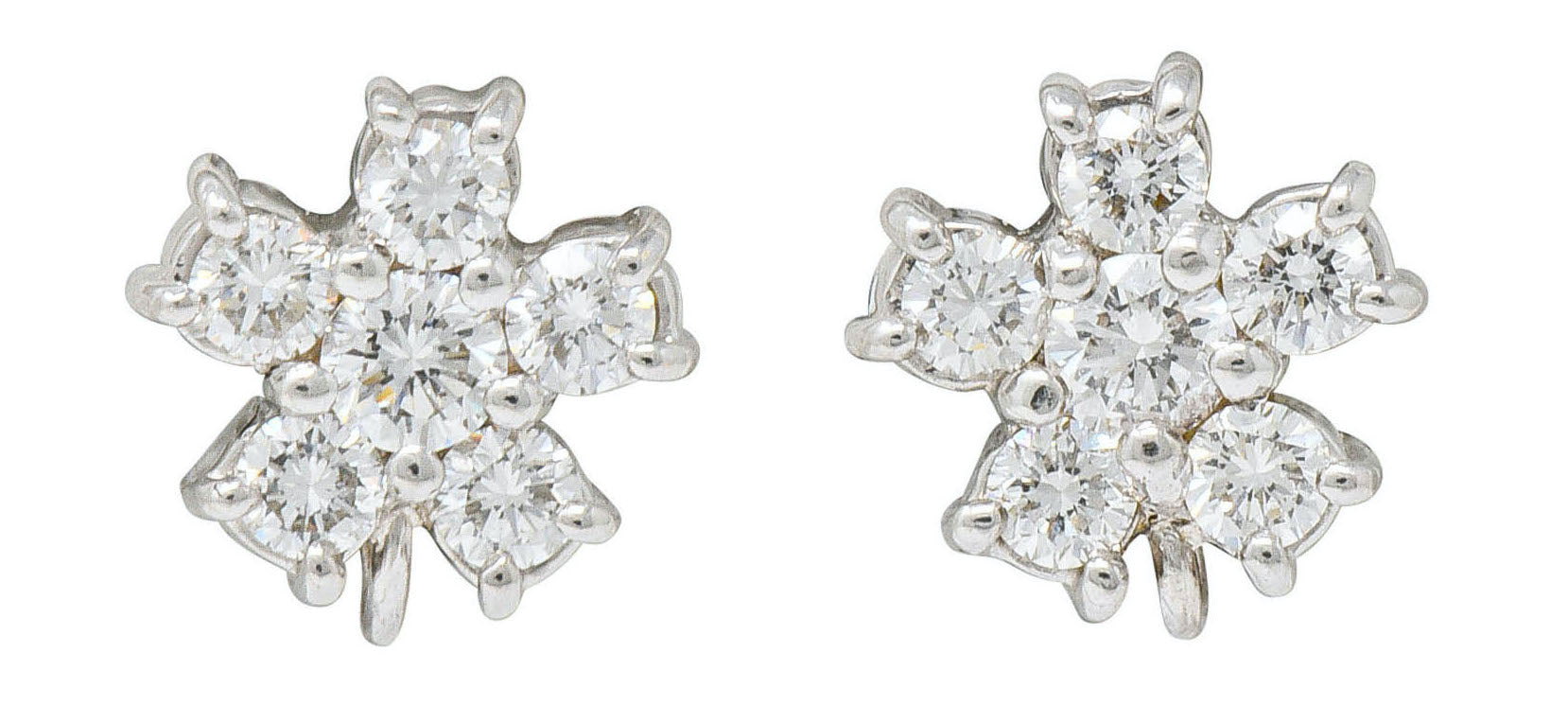 4.50 CTW Orange Sapphire Diamond 18 Karat White Gold Convertible Cluster Drop EarringsEarrings - Wilson's Estate Jewelry