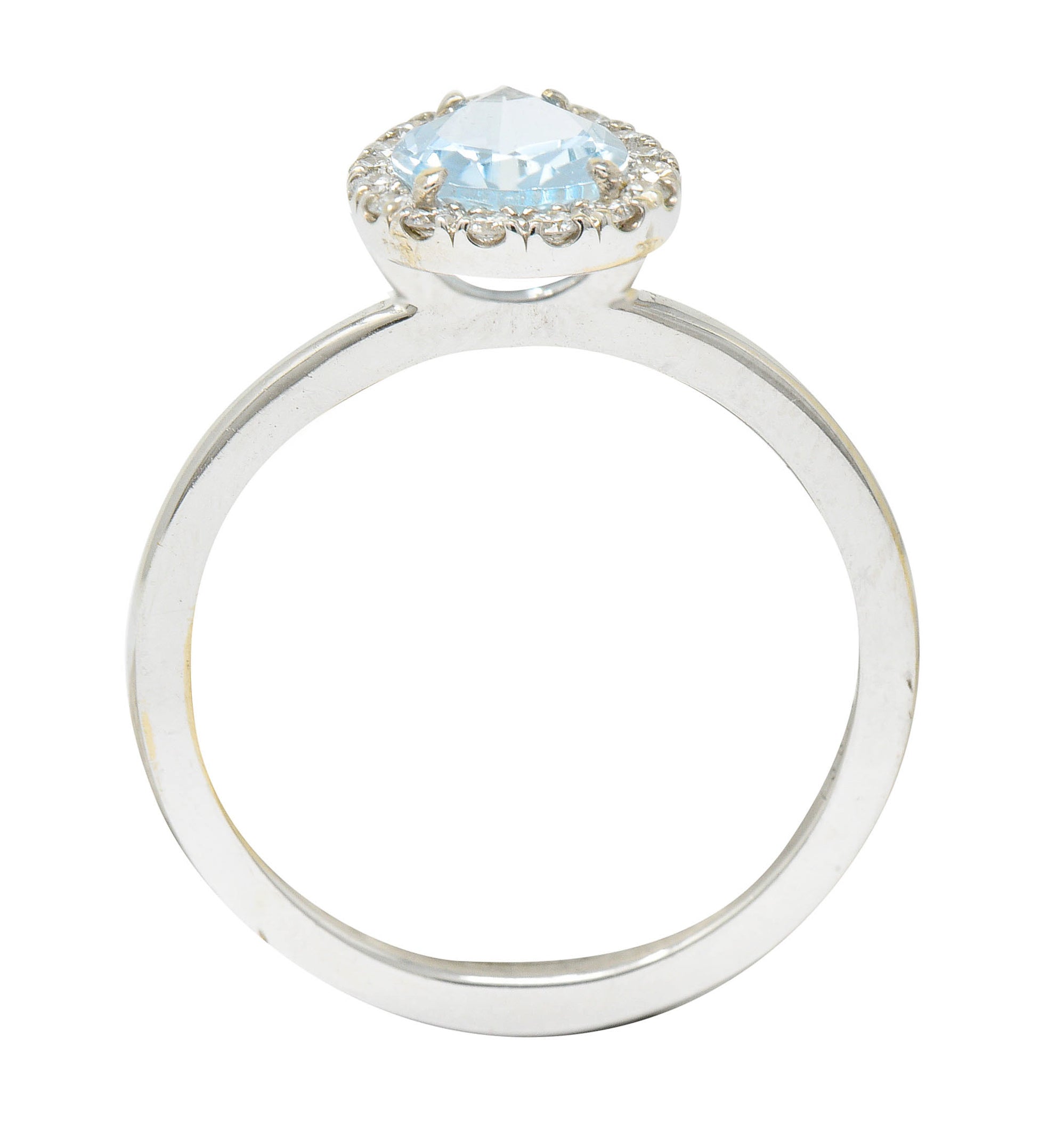 Modern Pear Cut Aquamarine Diamond Halo 18 Karat White Gold RingRing - Wilson's Estate Jewelry