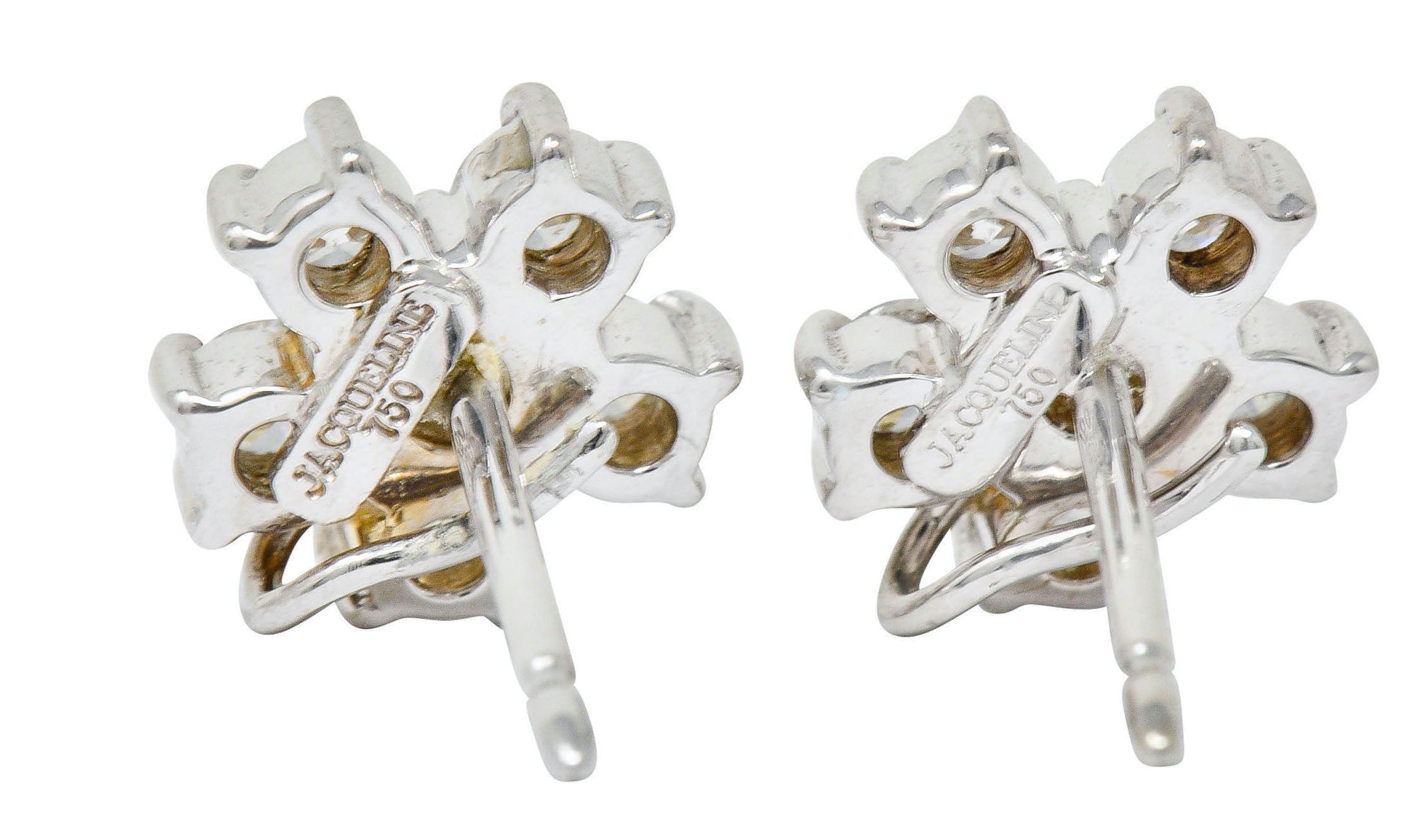 4.50 CTW Orange Sapphire Diamond 18 Karat White Gold Convertible Cluster Drop EarringsEarrings - Wilson's Estate Jewelry