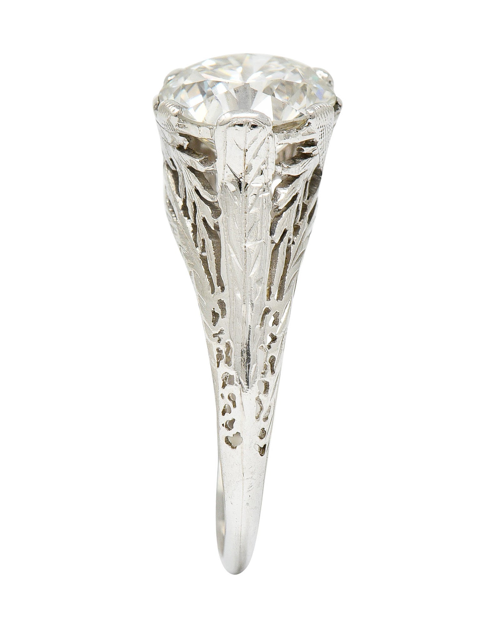 Edwardian 2.41 CTW Diamond Platinum Pinecone Engagement RingRing - Wilson's Estate Jewelry