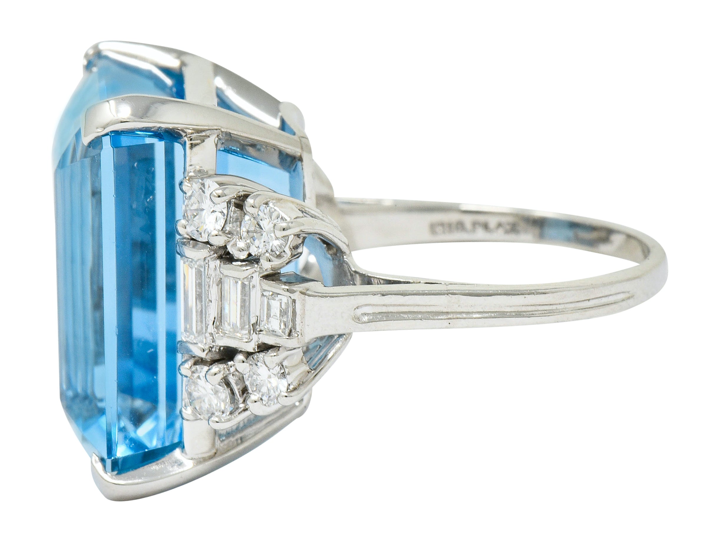 Tiffany & Co. Retro 29.30 CTW Aquamarine Diamond Platinum Statement Ring - Wilson's Estate Jewelry