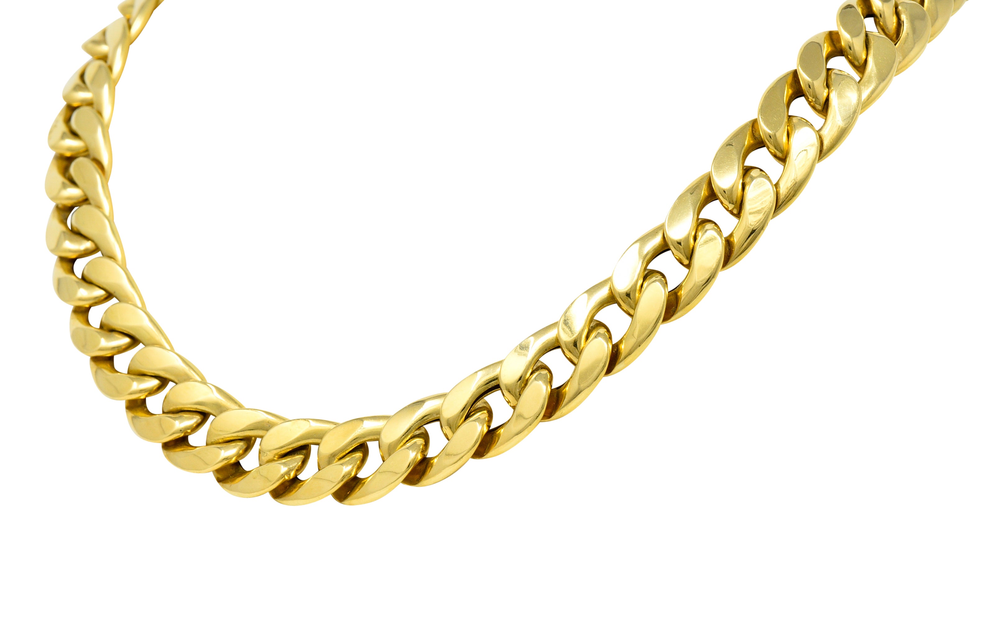 Vintage Tri-Colored 18 Karat Gold Curb Link Unisex Chain Necklace Wilson's Estate Jewelry