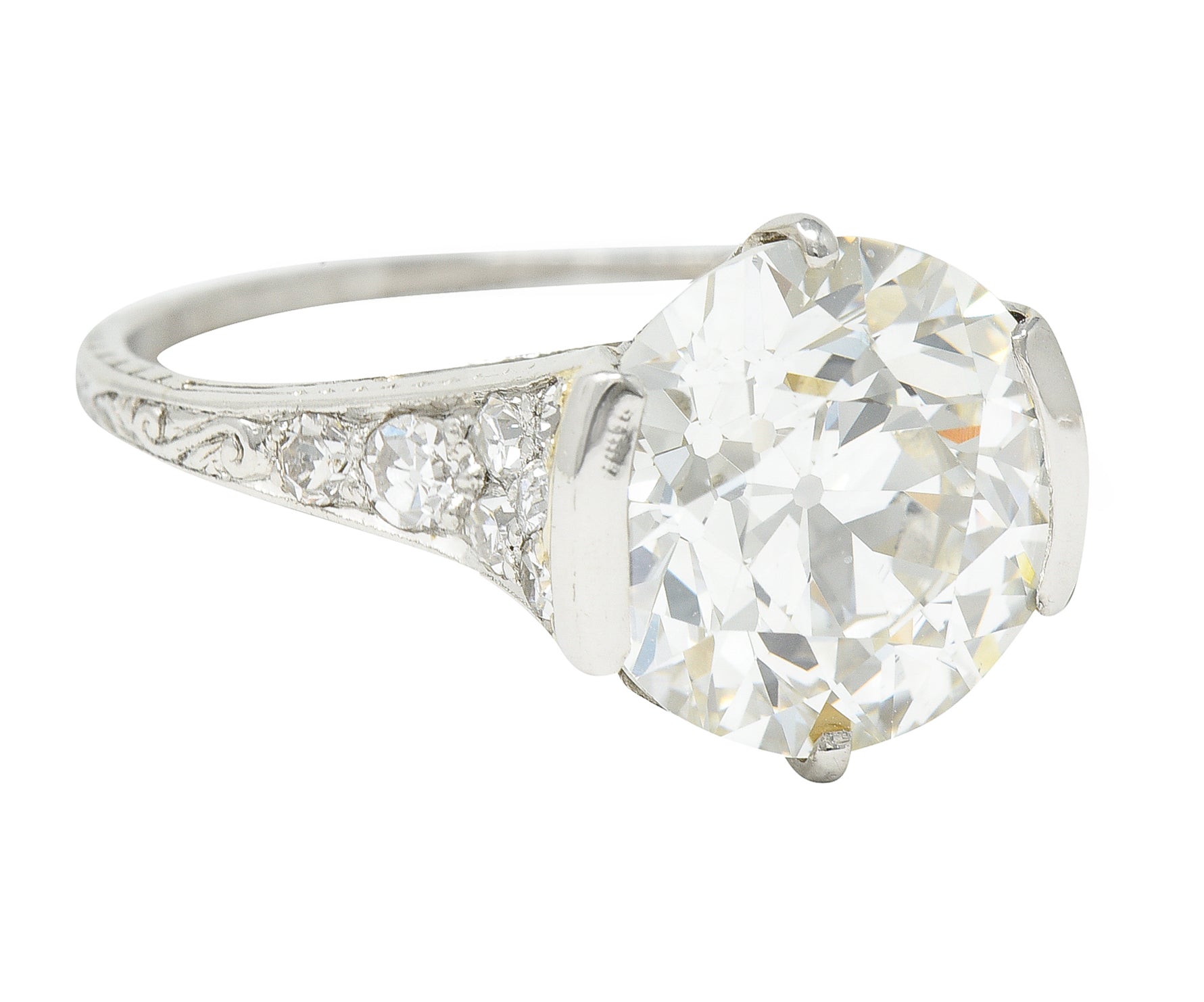 Art Deco 5.37 CTW Old European Diamond Platinum Engagement Ring GIA Wilson's Estate Jewelry
