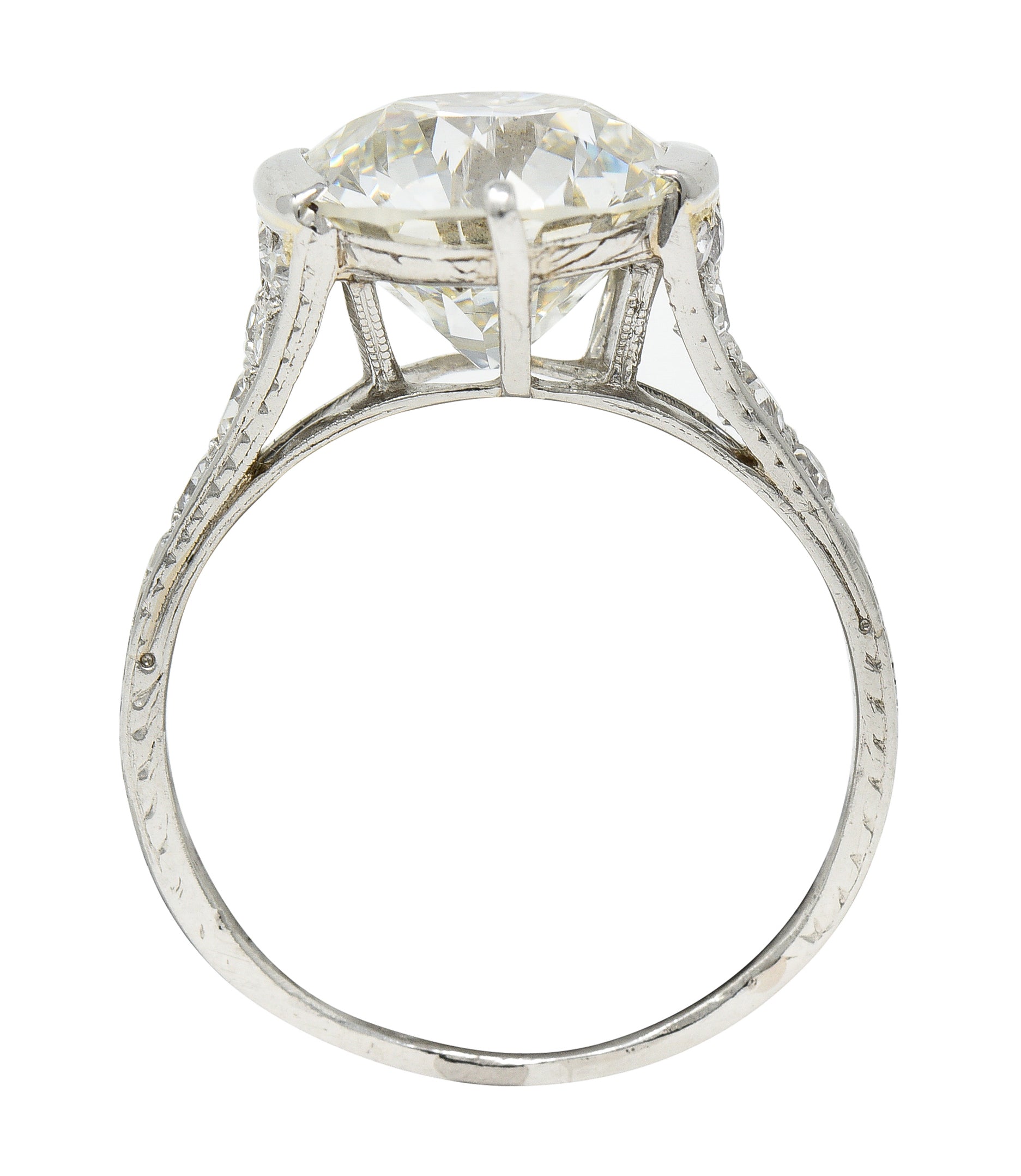 Art Deco 5.37 CTW Old European Diamond Platinum Engagement Ring GIA Wilson's Estate Jewelry