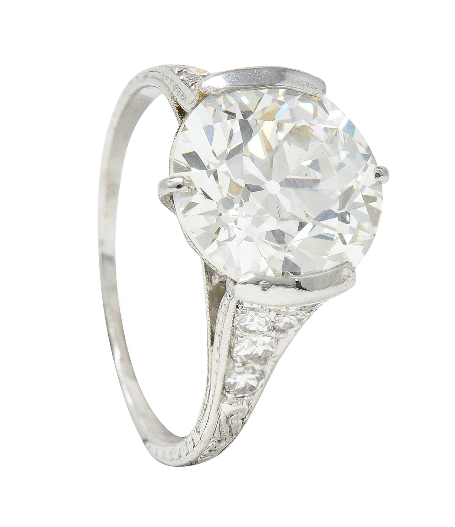 Art Deco 5.37 CTW Old European Diamond Platinum Engagement Ring GIA Wilson's Estate Jewelry