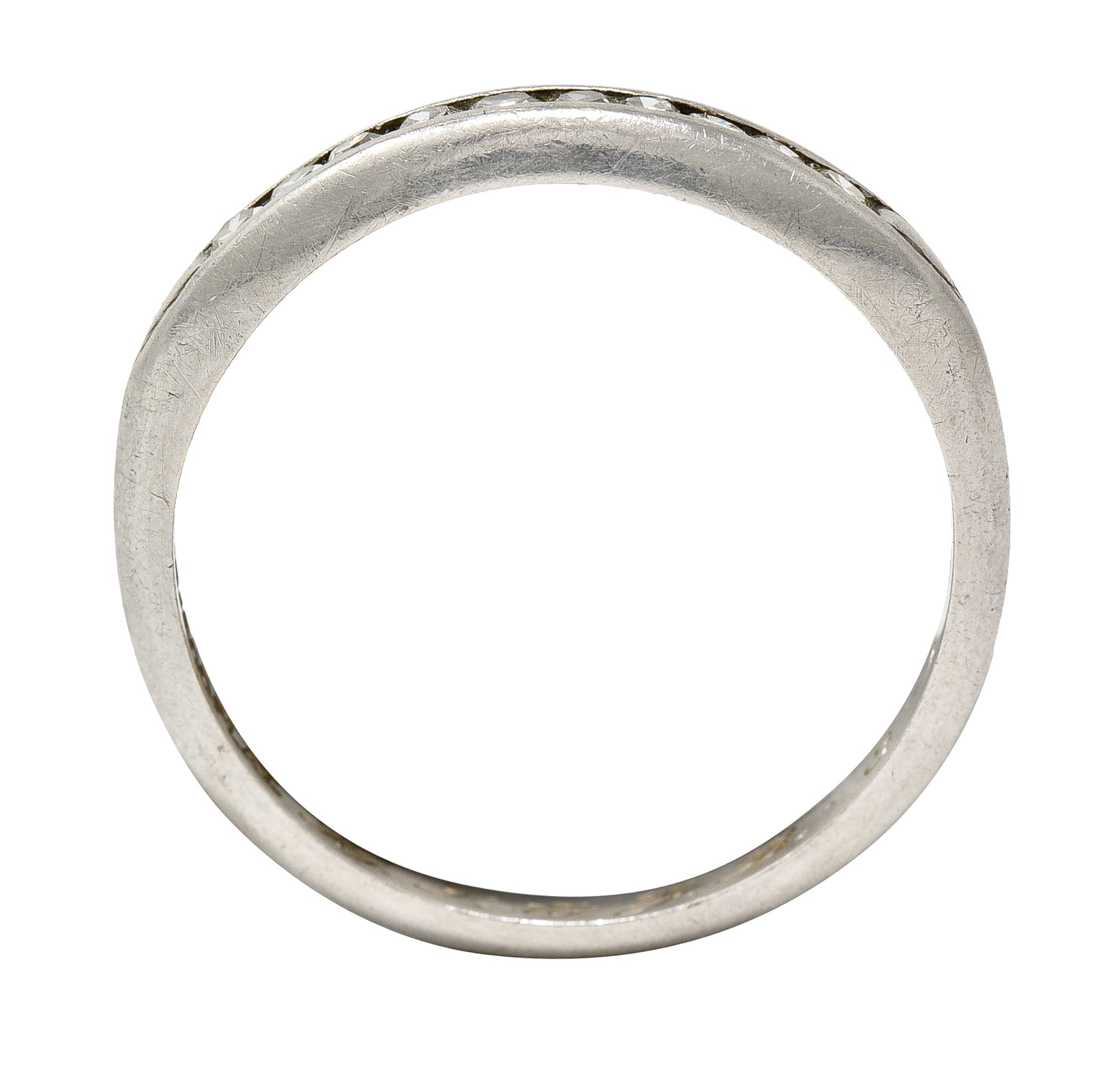 1936 Art Deco Diamond Platinum Arrow Vintage Channel Band Ring Wilson's Estate Jewelry