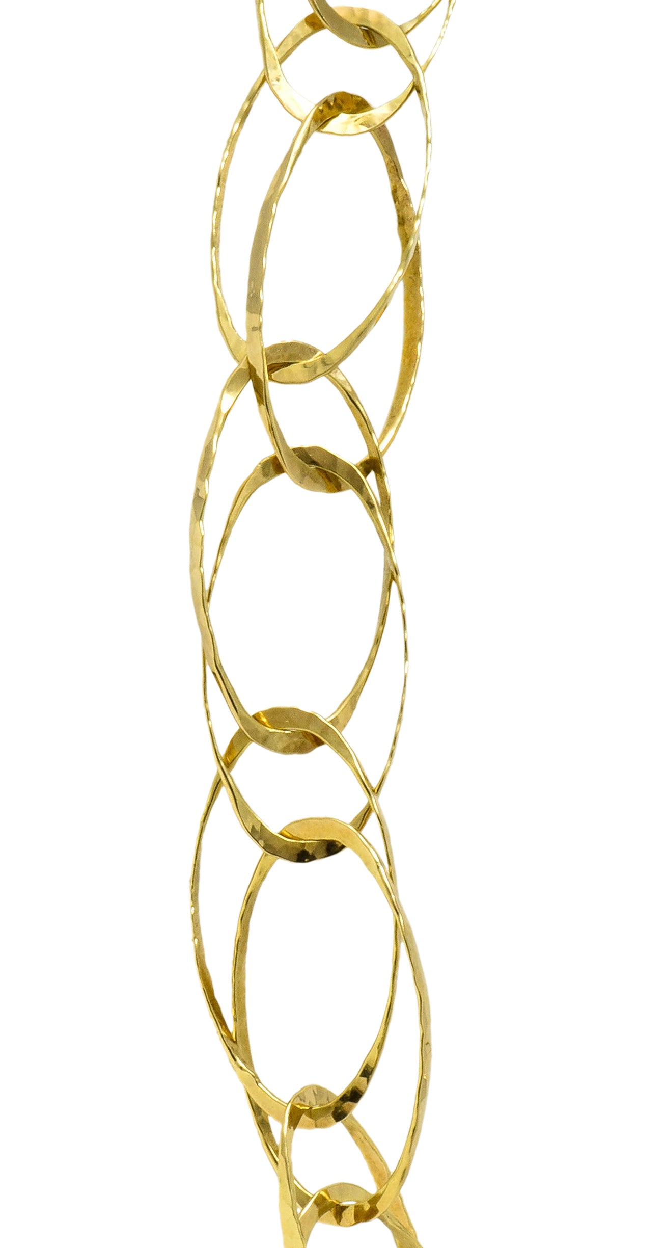 Contemporary 18 Karat Gold Hammered Link Necklace - Wilson's Estate Jewelry