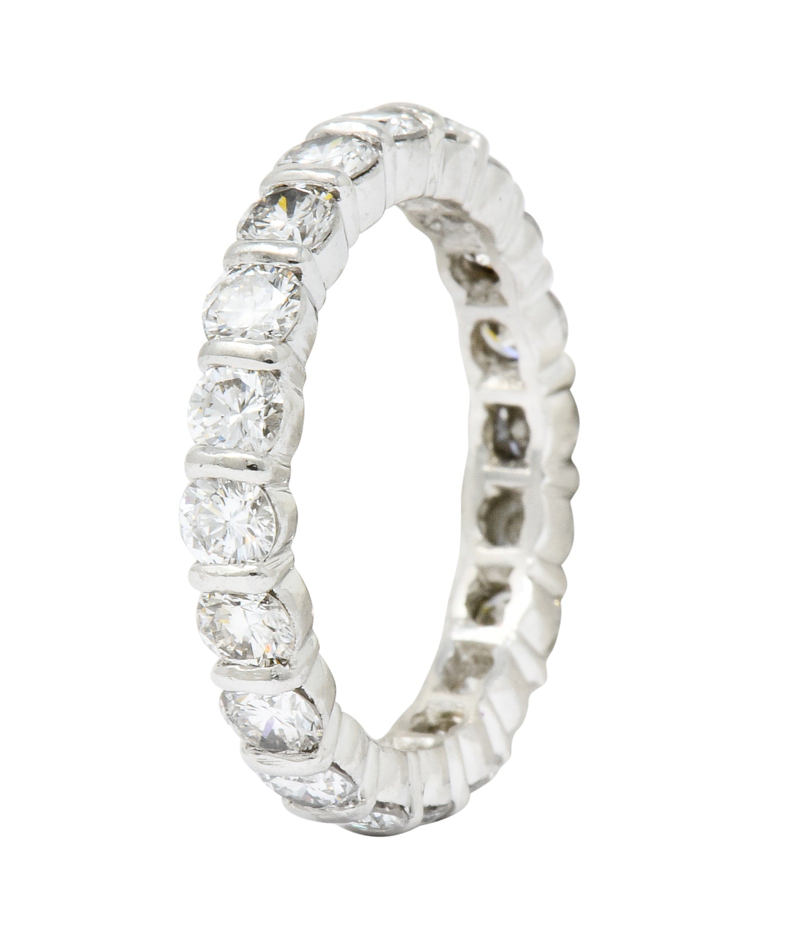 Tiffany & Co. Vintage 2.20 CTW Diamond Platinum Eternity Stacking Band Ring - Wilson's Estate Jewelry