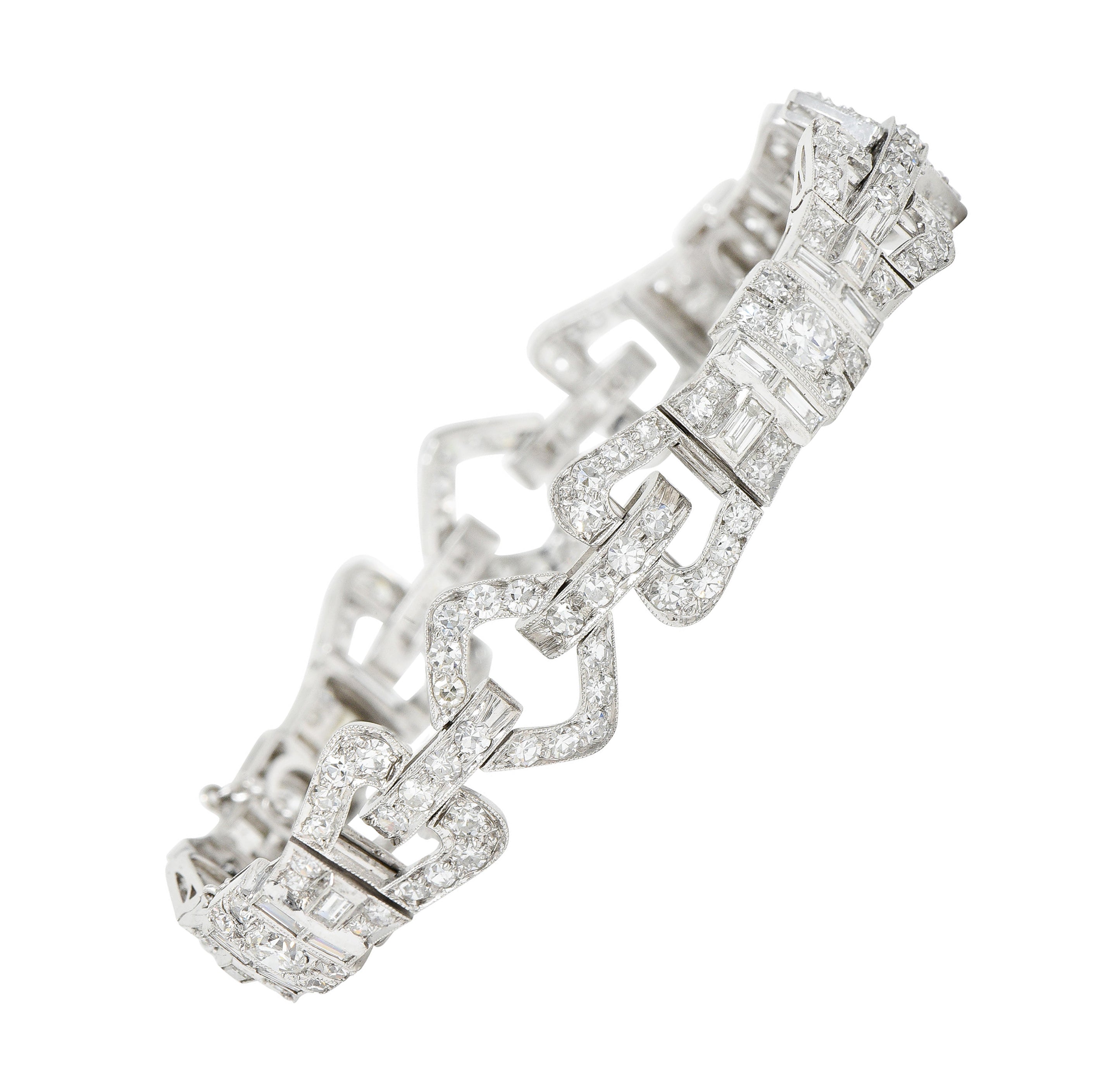 Art Deco 6.15 CTW Diamond Platinum Buckle Link Braceletbracelet - Wilson's Estate Jewelry