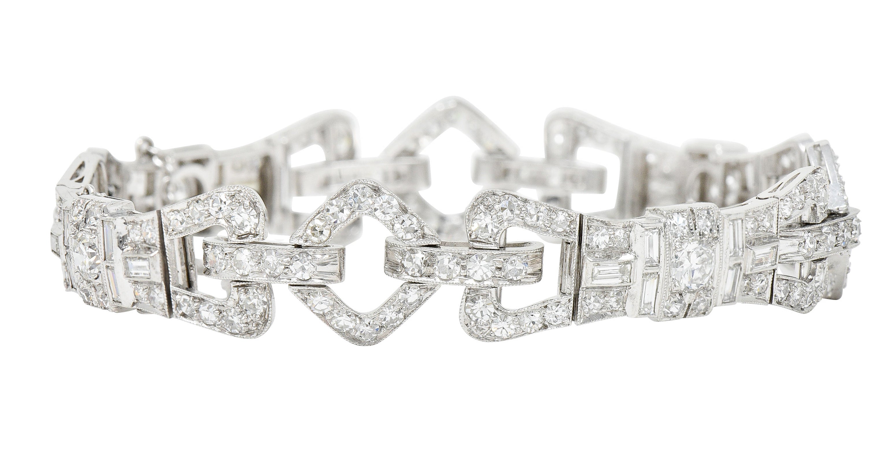 Art Deco 6.15 CTW Diamond Platinum Buckle Link Braceletbracelet - Wilson's Estate Jewelry