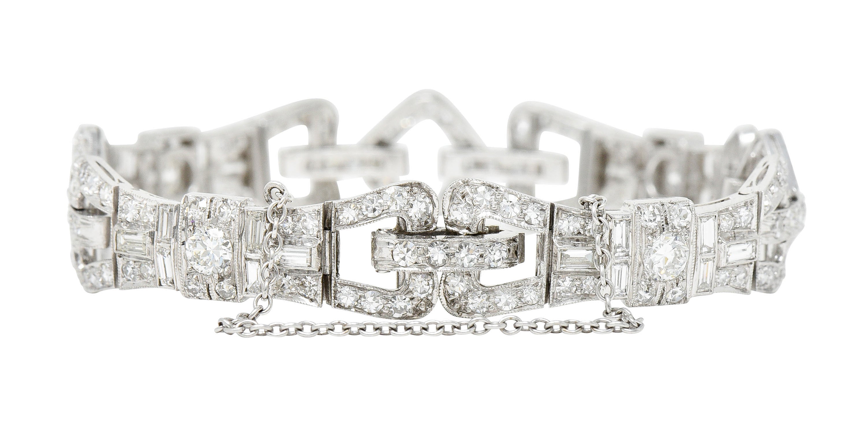 Art Deco 6.15 CTW Diamond Platinum Buckle Link Braceletbracelet - Wilson's Estate Jewelry
