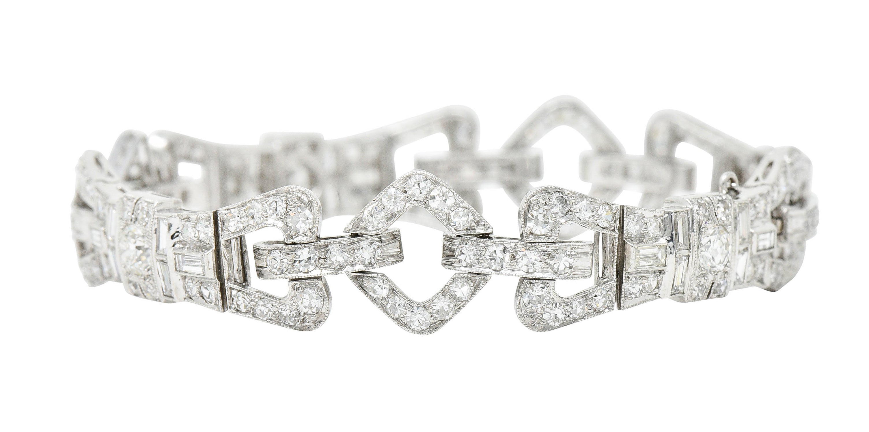 Art Deco 6.15 CTW Diamond Platinum Buckle Link Braceletbracelet - Wilson's Estate Jewelry