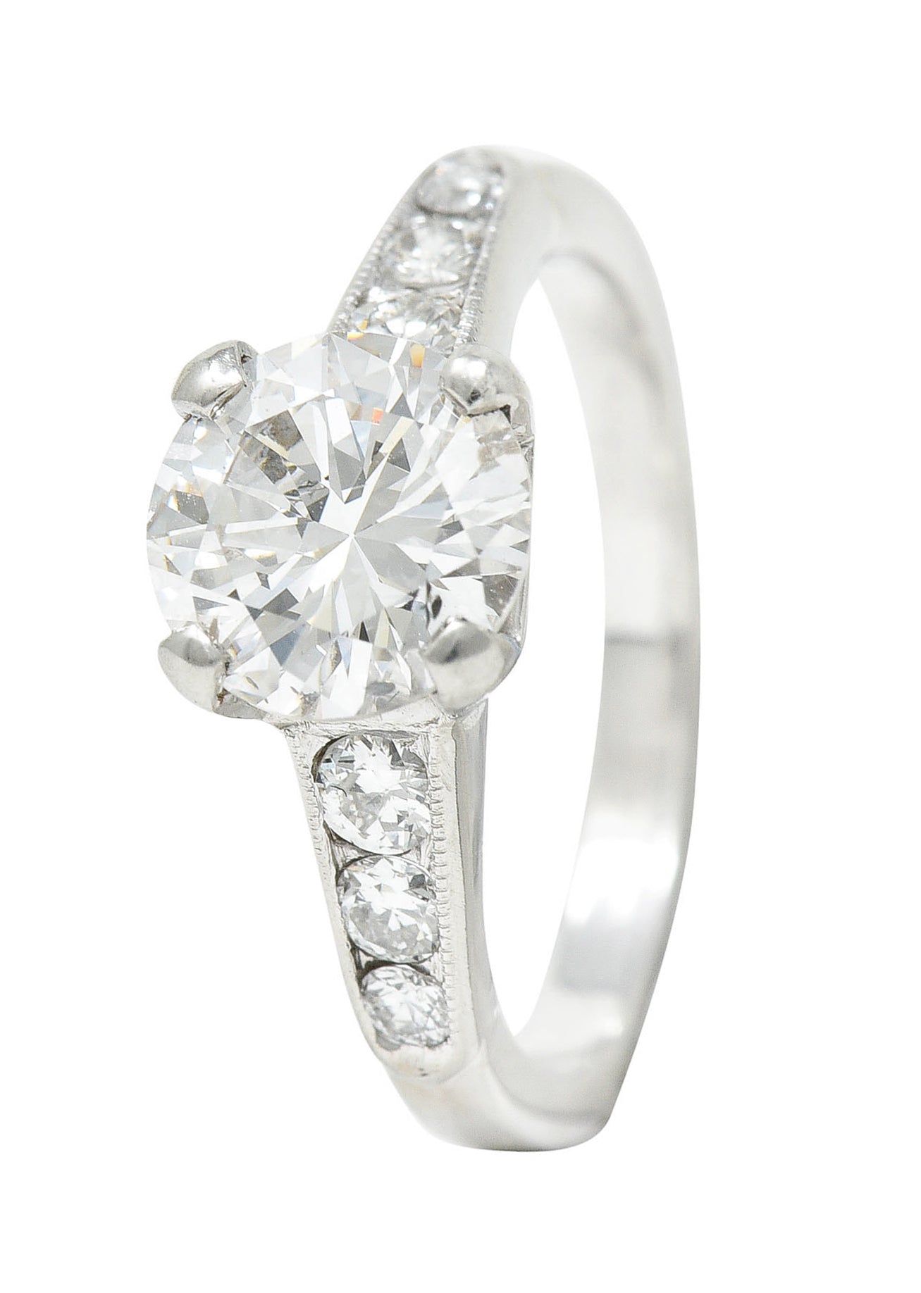 Mid-Century 1.65 CTW Diamond Platinum Engagement RingRing - Wilson's Estate Jewelry