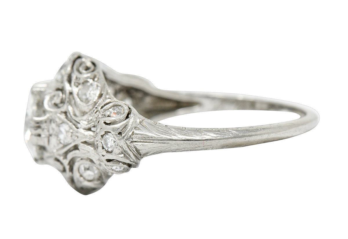 Wheeler & Co. Edwardian 1.05 CTW Diamond Platinum Scrolled Engagement RingRing - Wilson's Estate Jewelry