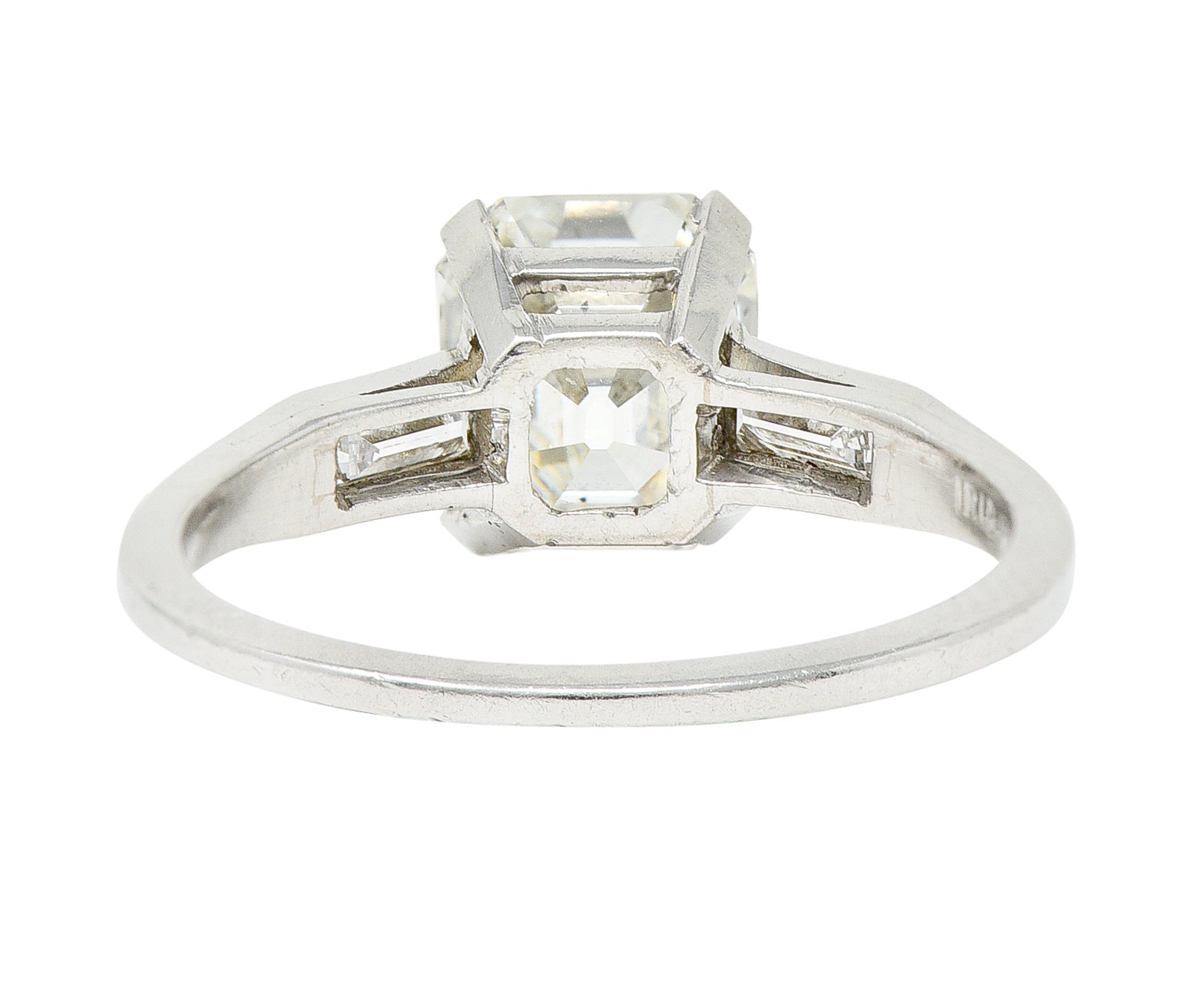 Late Art Deco 2.37 CTW Emerald Cut Diamond Platinum Engagement RingRing - Wilson's Estate Jewelry
