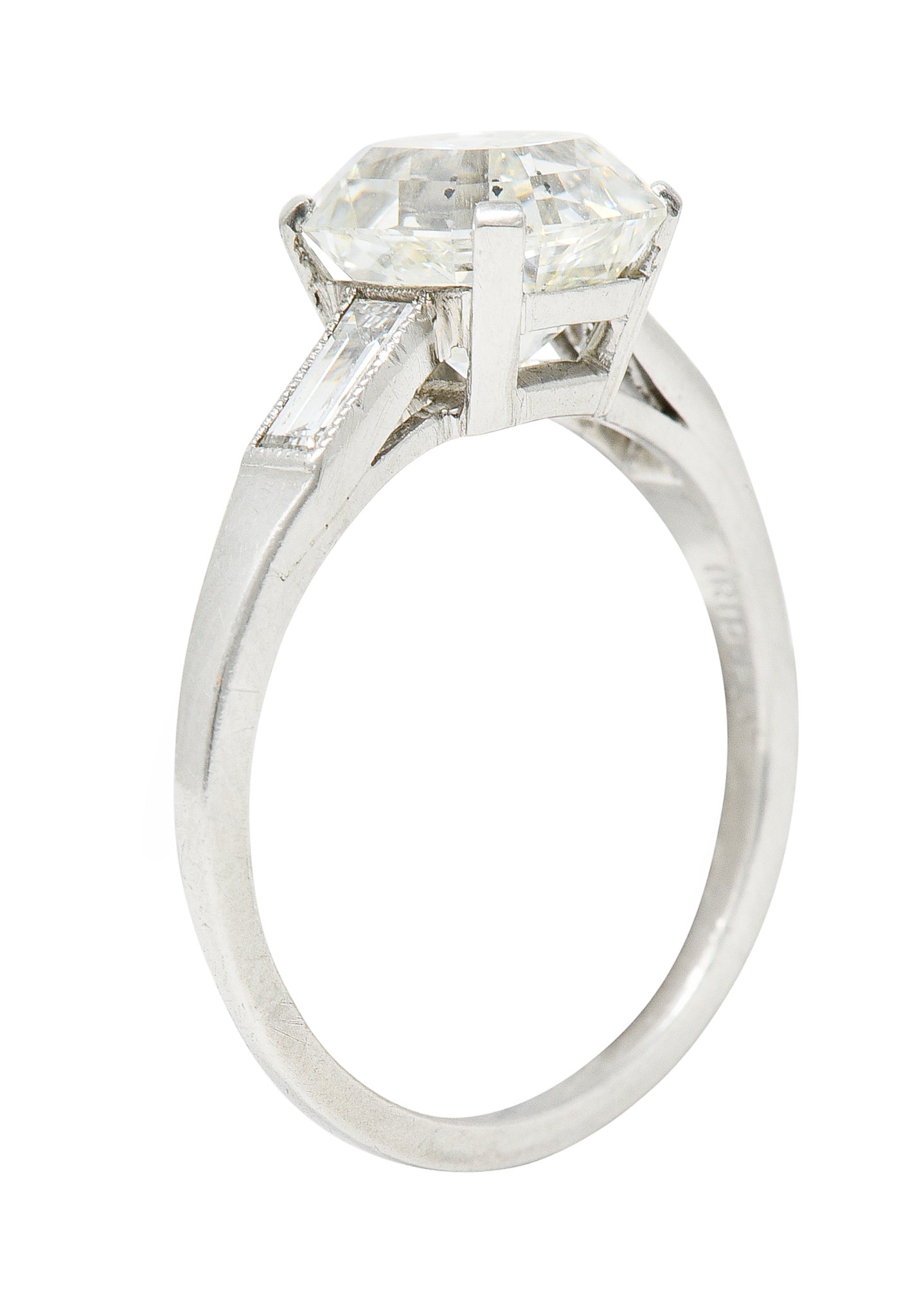 Late Art Deco 2.37 CTW Emerald Cut Diamond Platinum Engagement RingRing - Wilson's Estate Jewelry