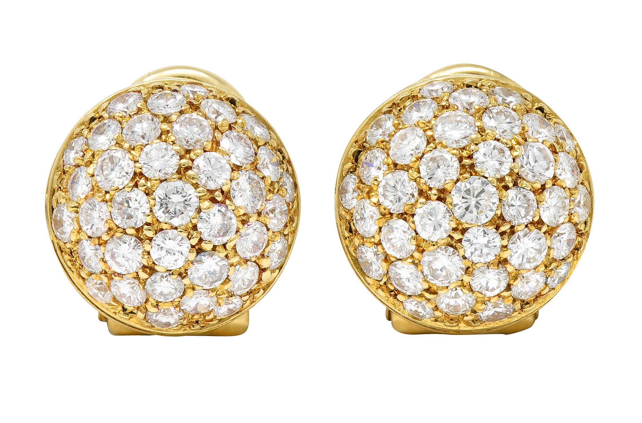 Cartier 1.10 CTW Pave Diamond 18 Karat Gold Dome Ear-Clip EarringsEarrings - Wilson's Estate Jewelry