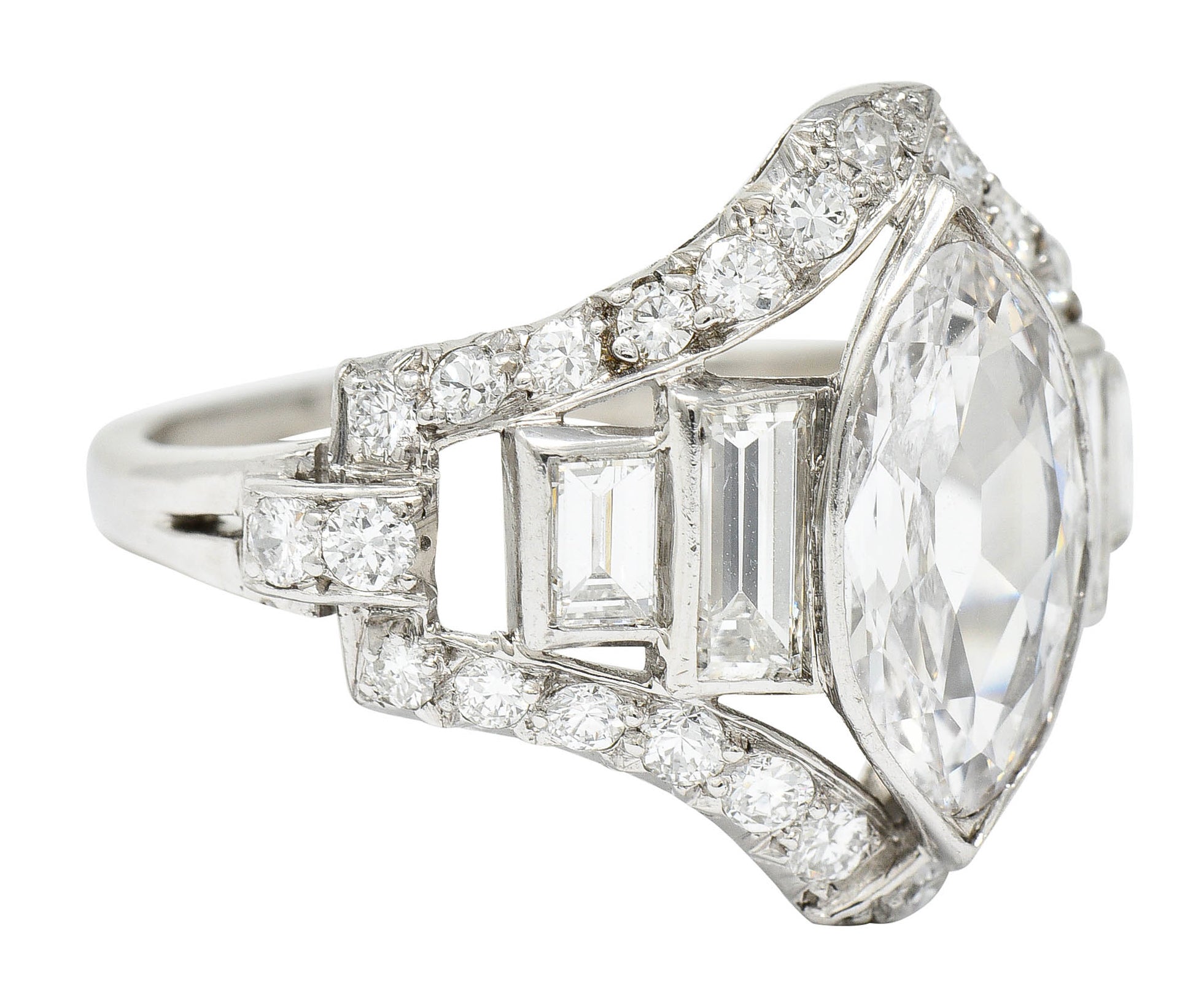 Art Deco 2.70 CTW Marquise Diamond Platinum Band RingRing - Wilson's Estate Jewelry