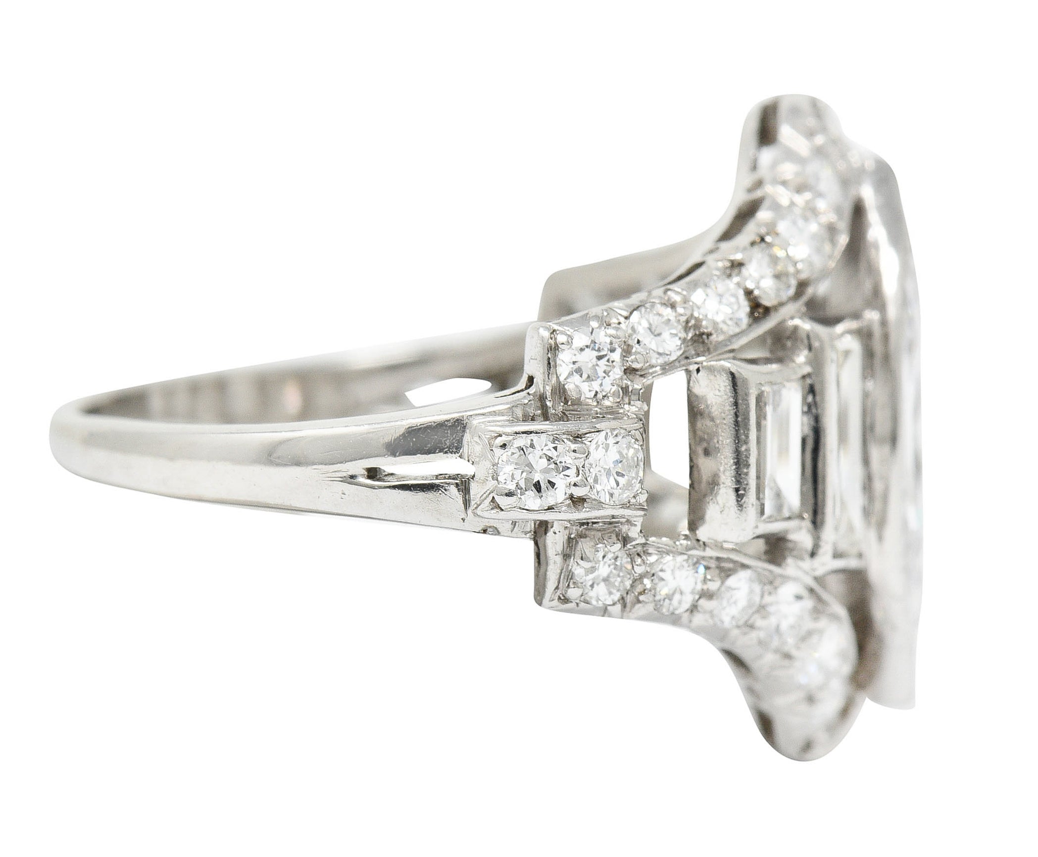 Art Deco 2.70 CTW Marquise Diamond Platinum Band RingRing - Wilson's Estate Jewelry