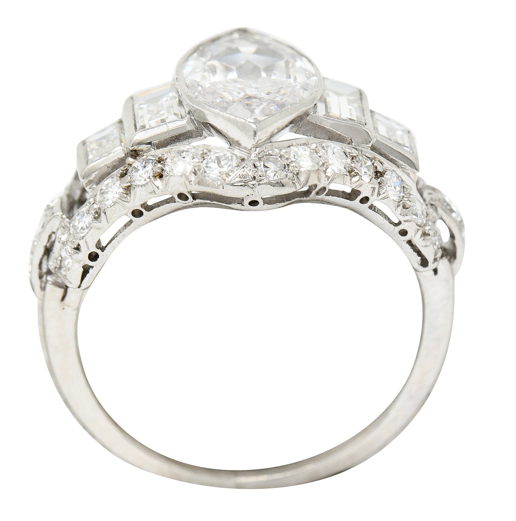 Art Deco 2.70 CTW Marquise Diamond Platinum Band RingRing - Wilson's Estate Jewelry