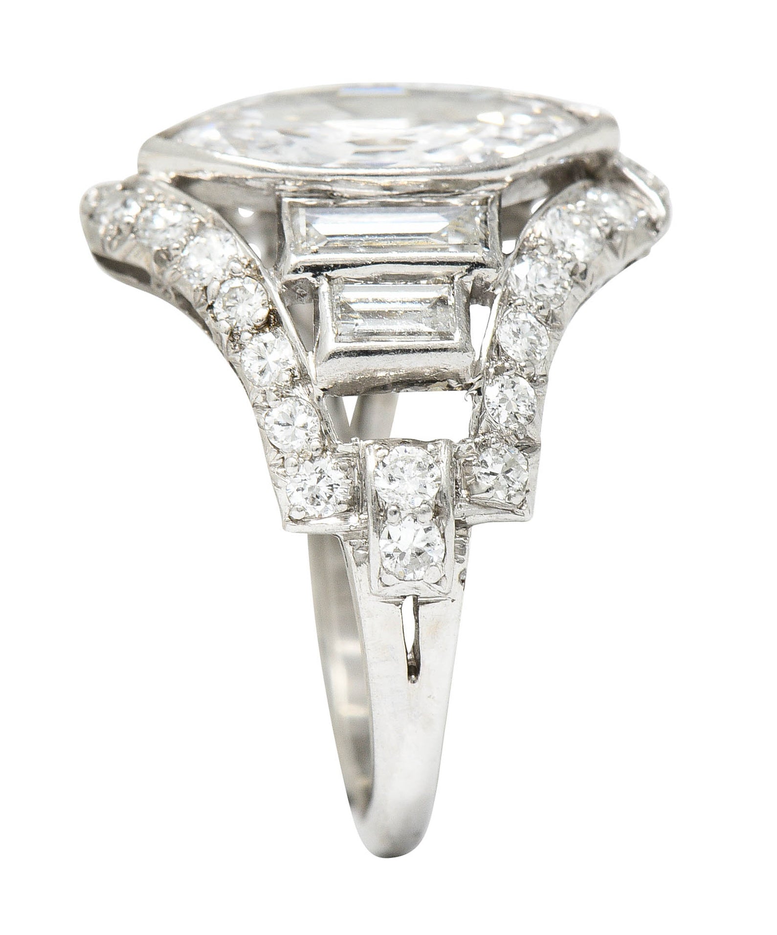 Art Deco 2.70 CTW Marquise Diamond Platinum Band RingRing - Wilson's Estate Jewelry