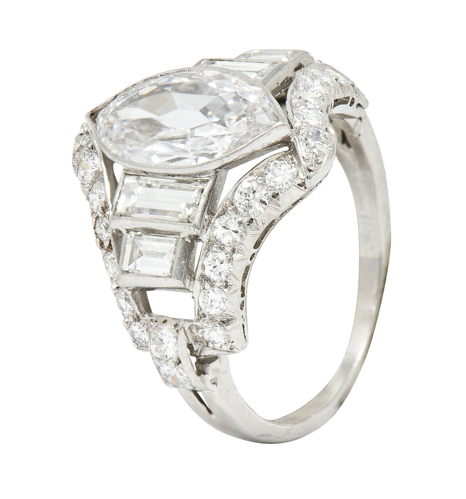 Art Deco 2.70 CTW Marquise Diamond Platinum Band RingRing - Wilson's Estate Jewelry
