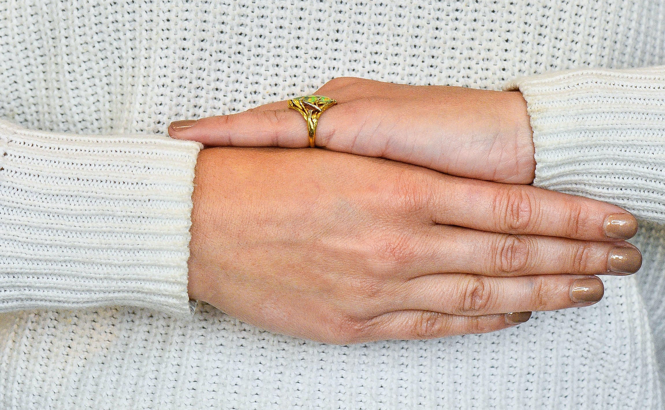 Walton & Co. Arts & Crafts Opal 14 Karat Gold Dragonfly RingRing - Wilson's Estate Jewelry