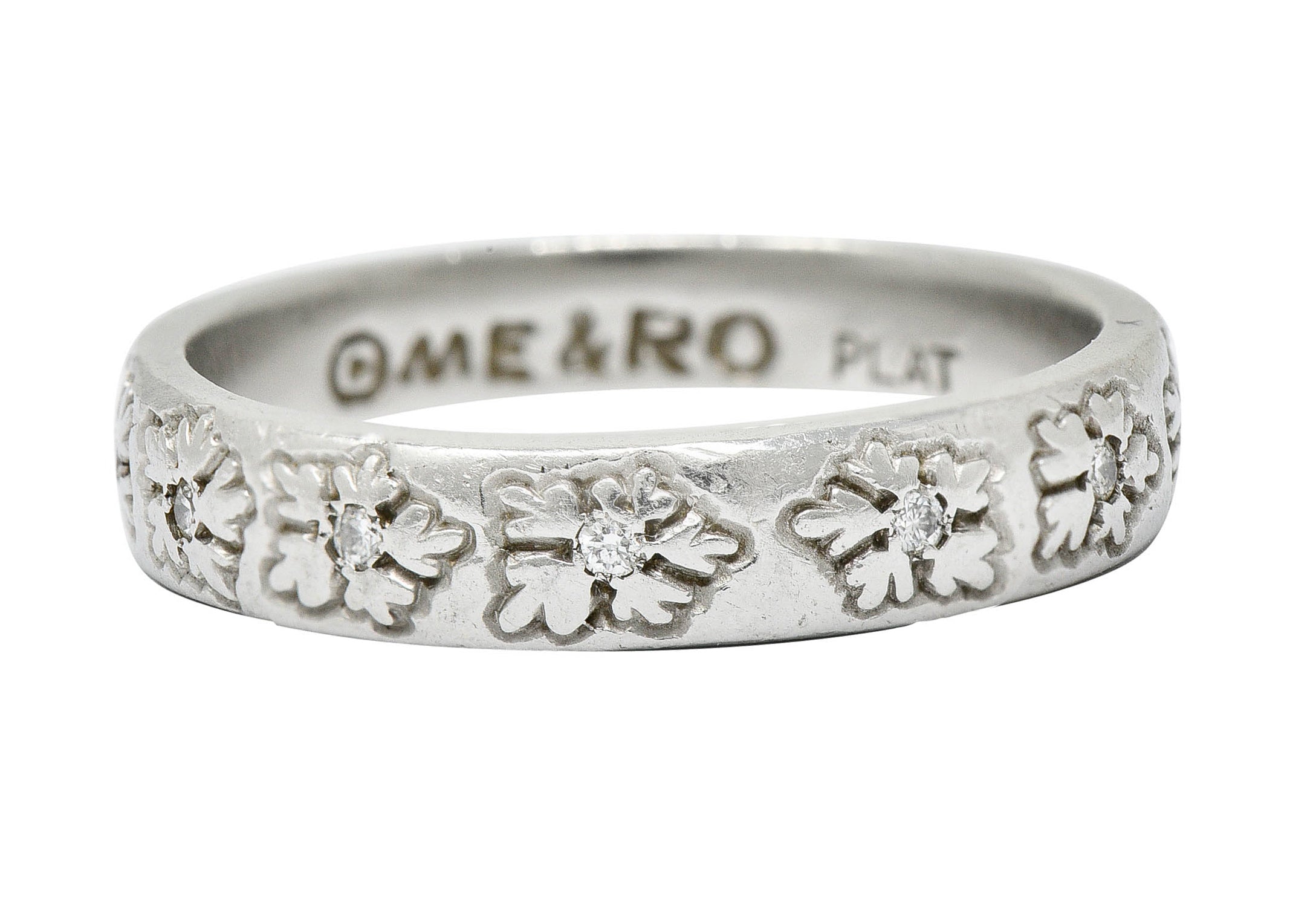 Modern Diamond Platinum Floral Eternity Band RingRing - Wilson's Estate Jewelry