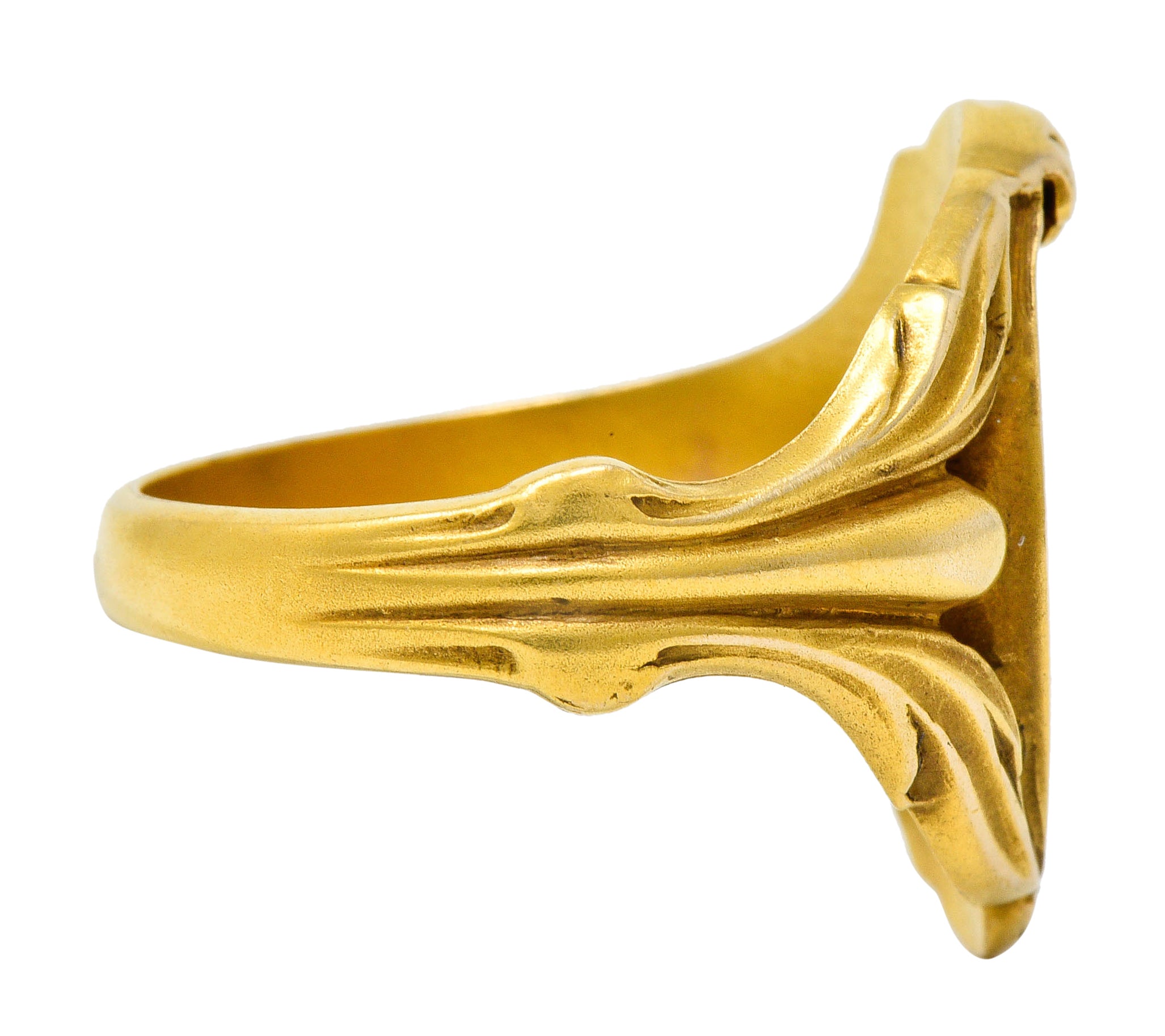 Art Nouveau Sapphire 14 Karat Gold Signet RingRing - Wilson's Estate Jewelry