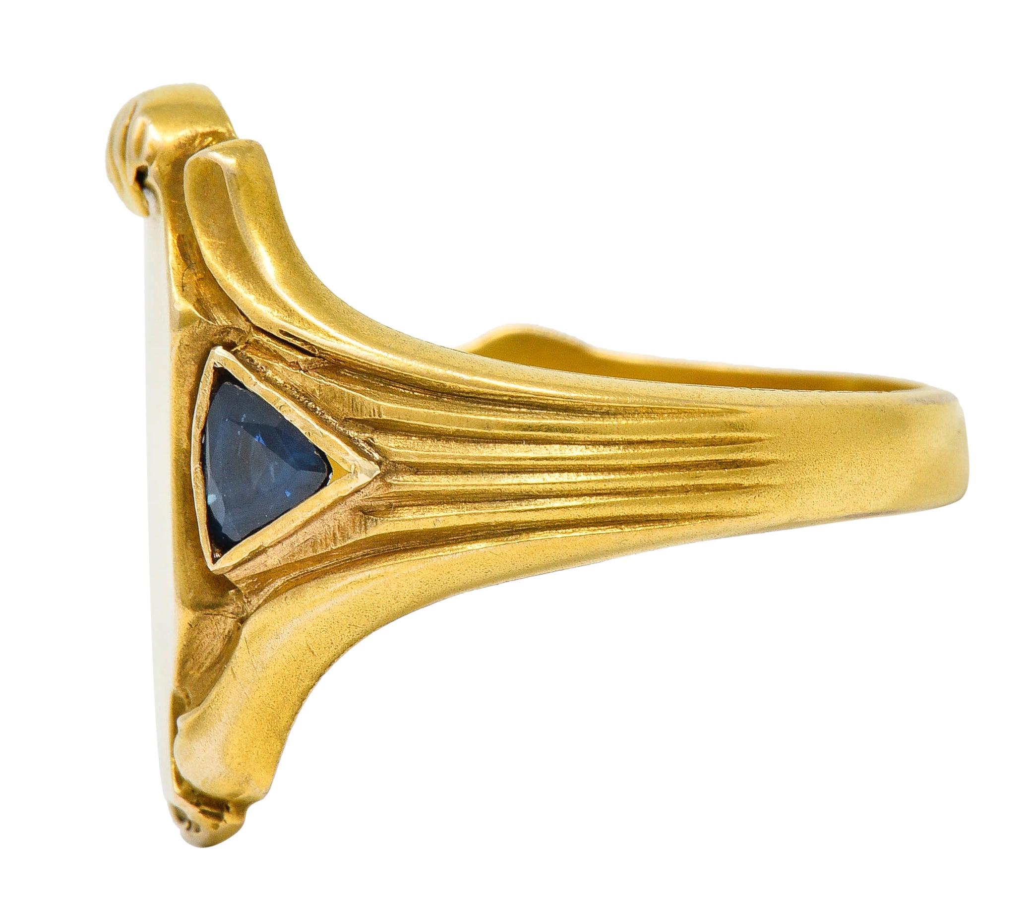 Art Nouveau Sapphire 14 Karat Gold Signet RingRing - Wilson's Estate Jewelry