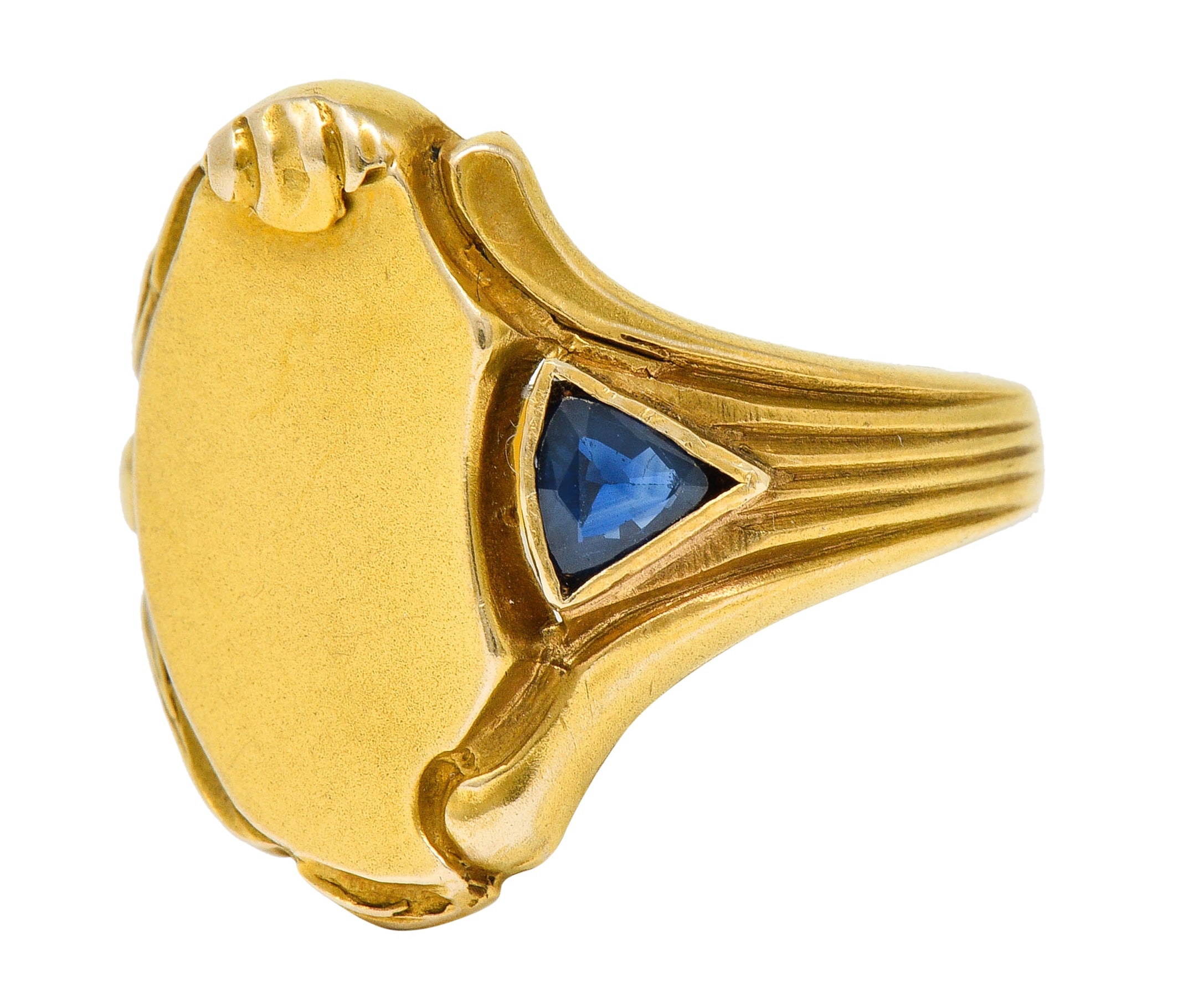 Art Nouveau Sapphire 14 Karat Gold Signet RingRing - Wilson's Estate Jewelry