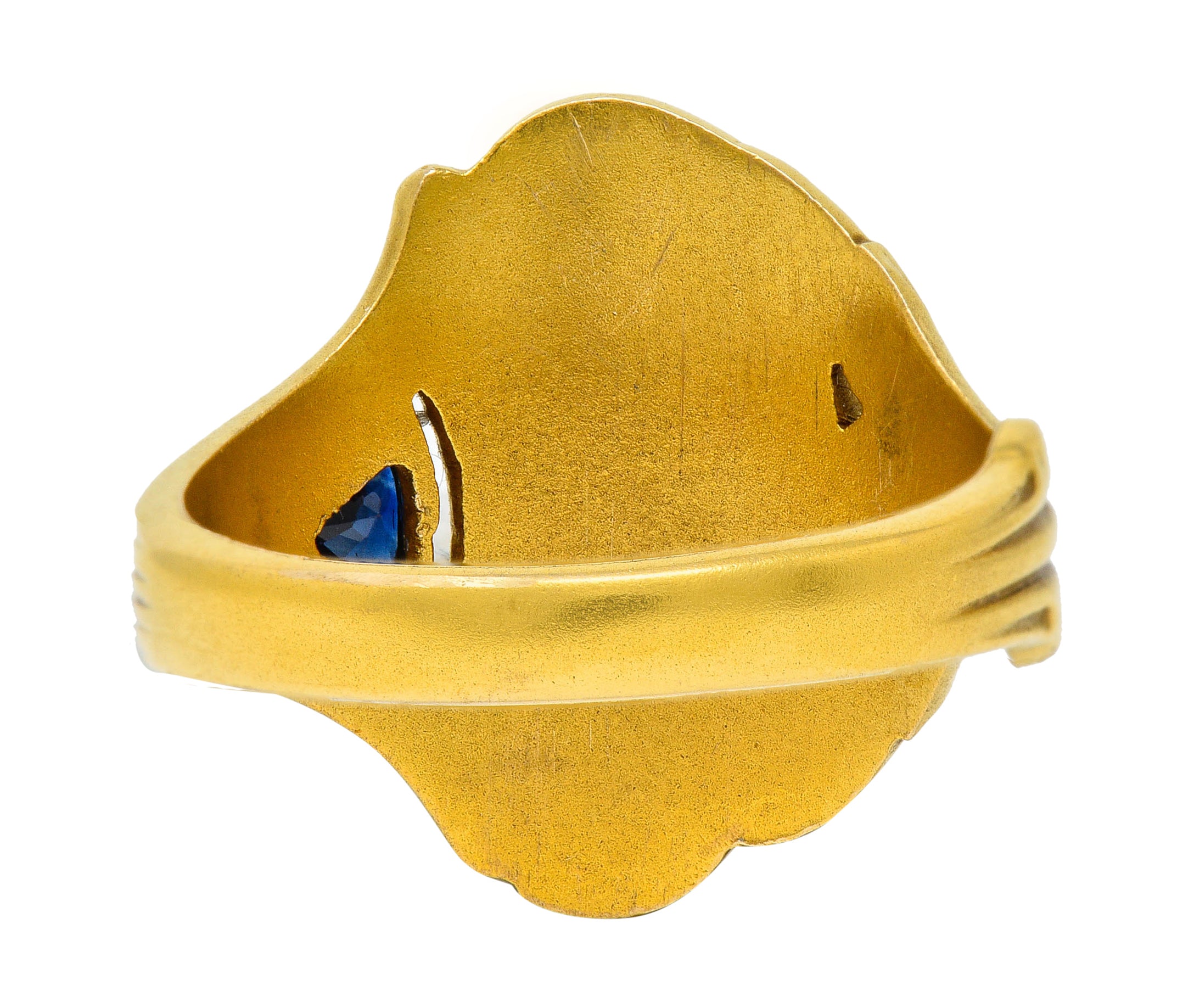 Art Nouveau Sapphire 14 Karat Gold Signet RingRing - Wilson's Estate Jewelry