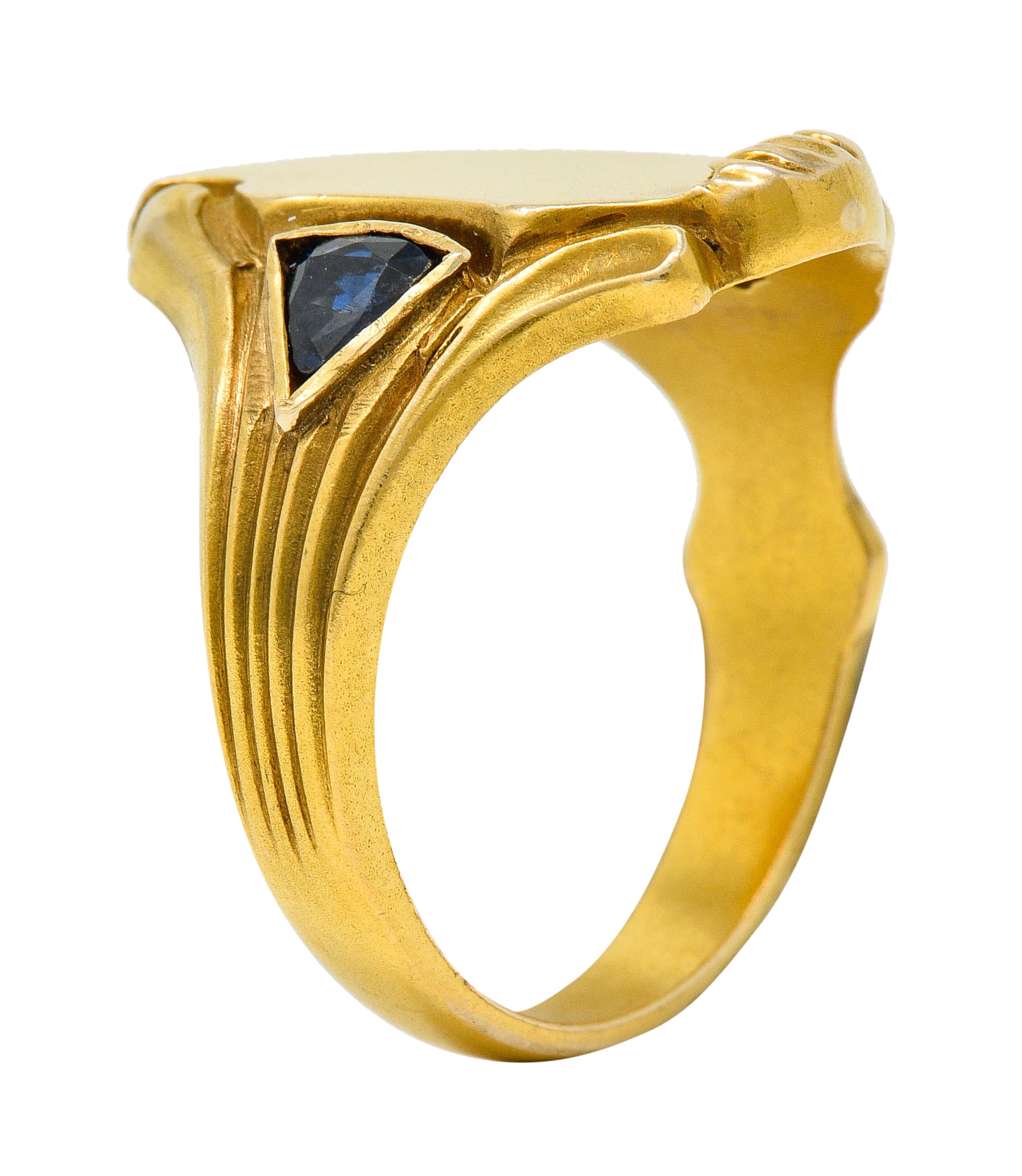 Art Nouveau Sapphire 14 Karat Gold Signet RingRing - Wilson's Estate Jewelry
