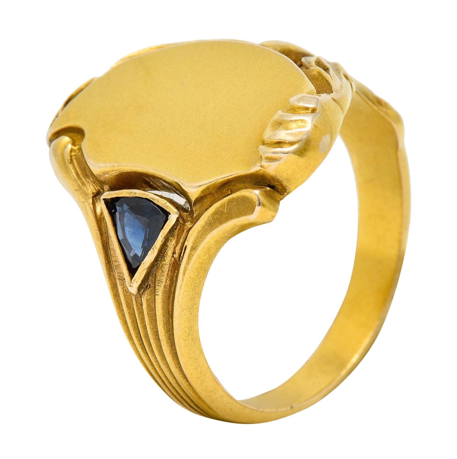 Art Nouveau Sapphire 14 Karat Gold Signet RingRing - Wilson's Estate Jewelry