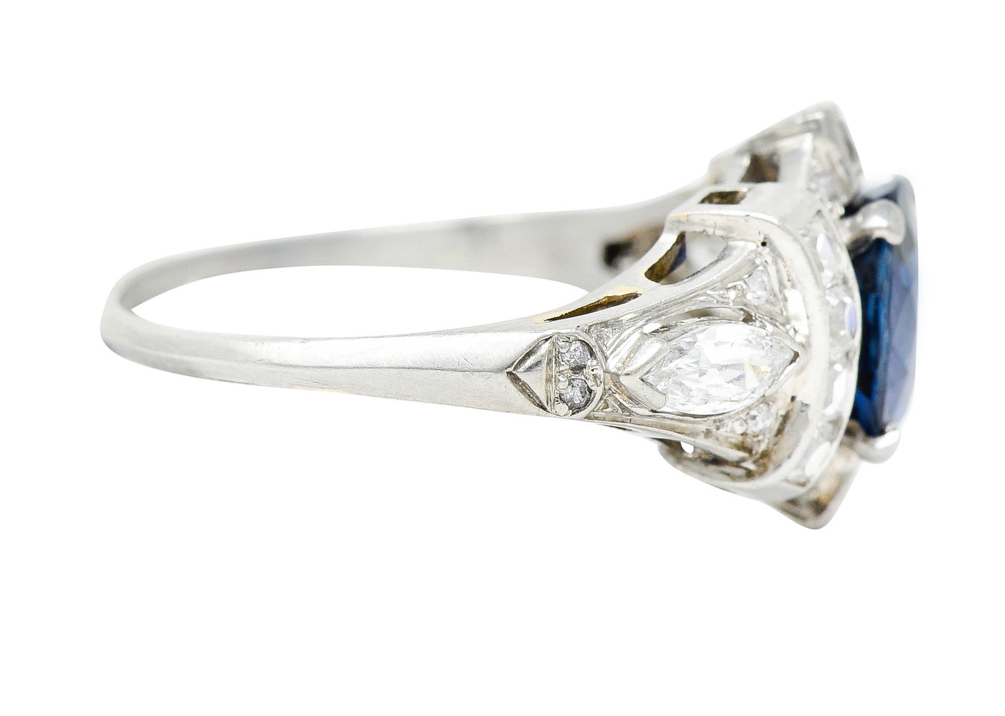 1930's Art Deco 2.95 CTW Sapphire Diamond Platinum Dinner RingRing - Wilson's Estate Jewelry