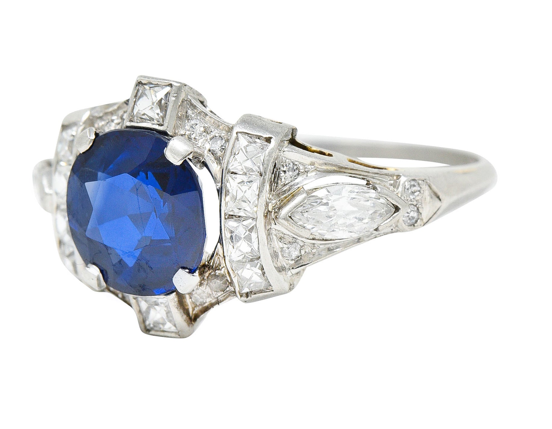 1930's Art Deco 2.95 CTW Sapphire Diamond Platinum Dinner RingRing - Wilson's Estate Jewelry